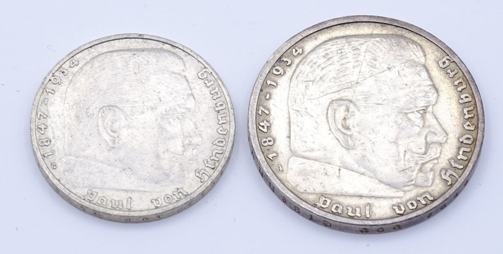 5 u. 2 Reichsmark,Deutsches Reich,1936/1939,Silber - Bild 2 aus 2