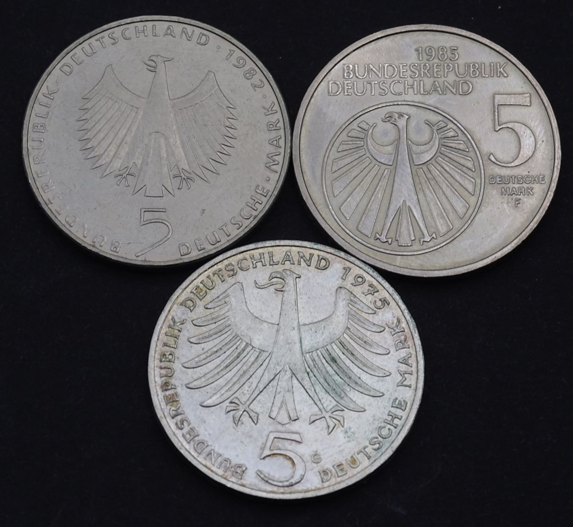 3x 5 Deutsche Mark, 1975/1982/1985
