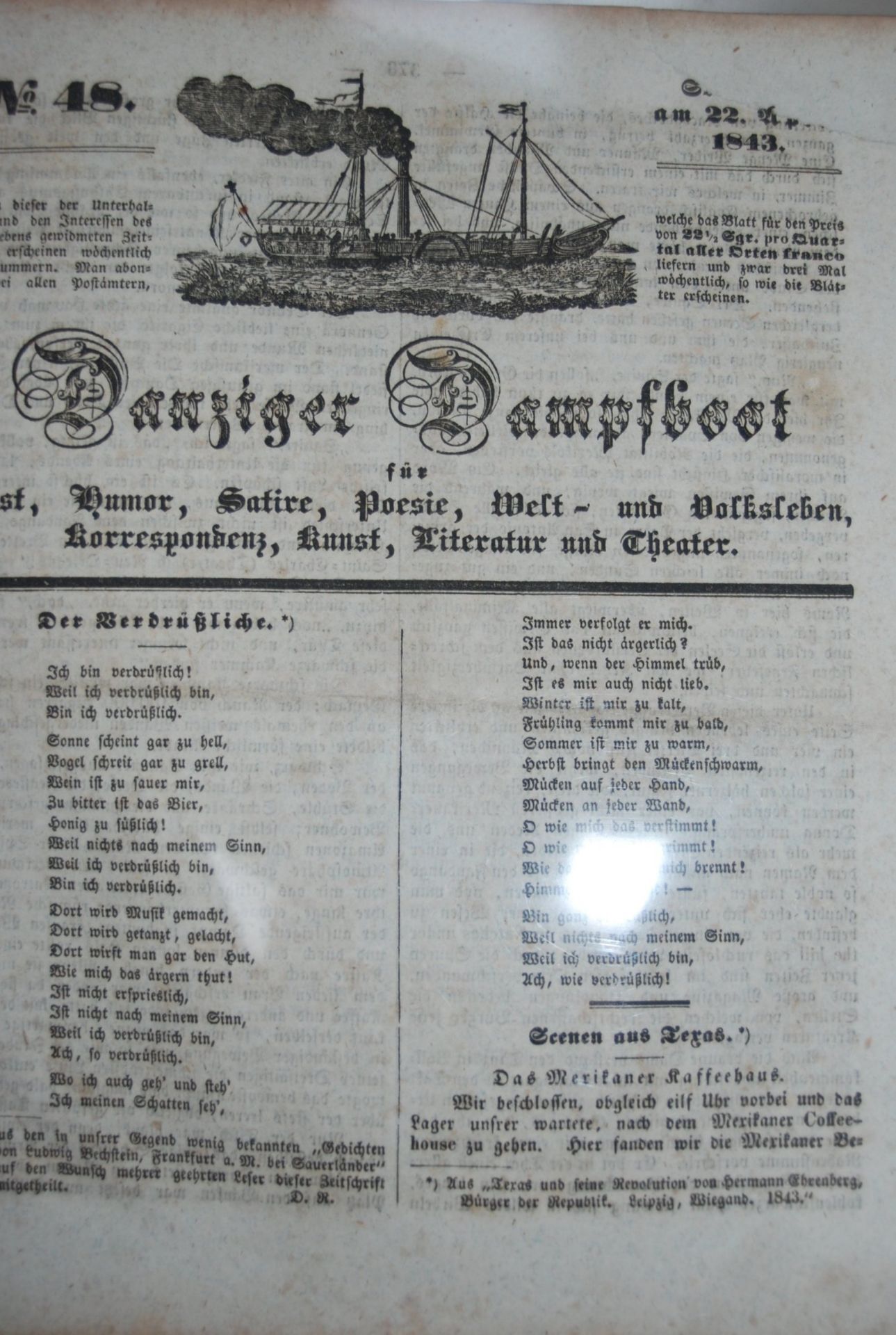 Lot Zeitschriften etc. alle Danzig betreffend, vom Danziger Dampfboot von 1843 bis ca. 1930, 12