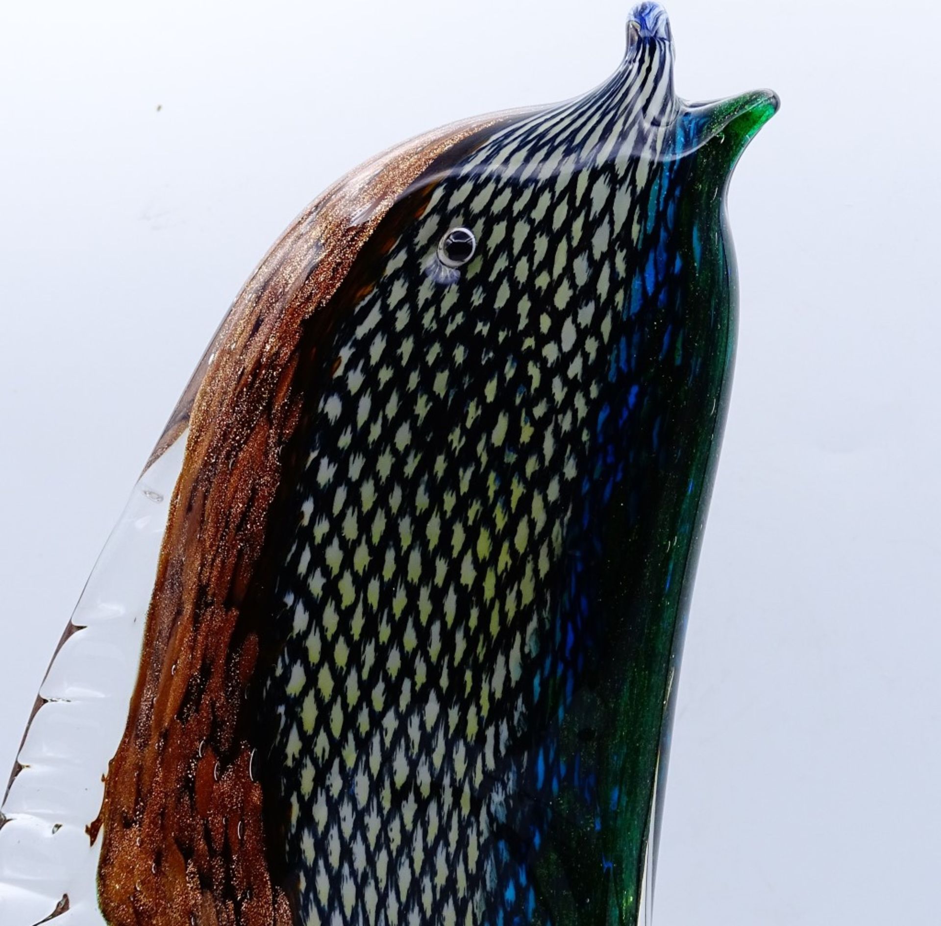 springender grosser Fisch auf Platte, Murano, bunt, H-28 cm, B-22 cm - Image 5 of 6