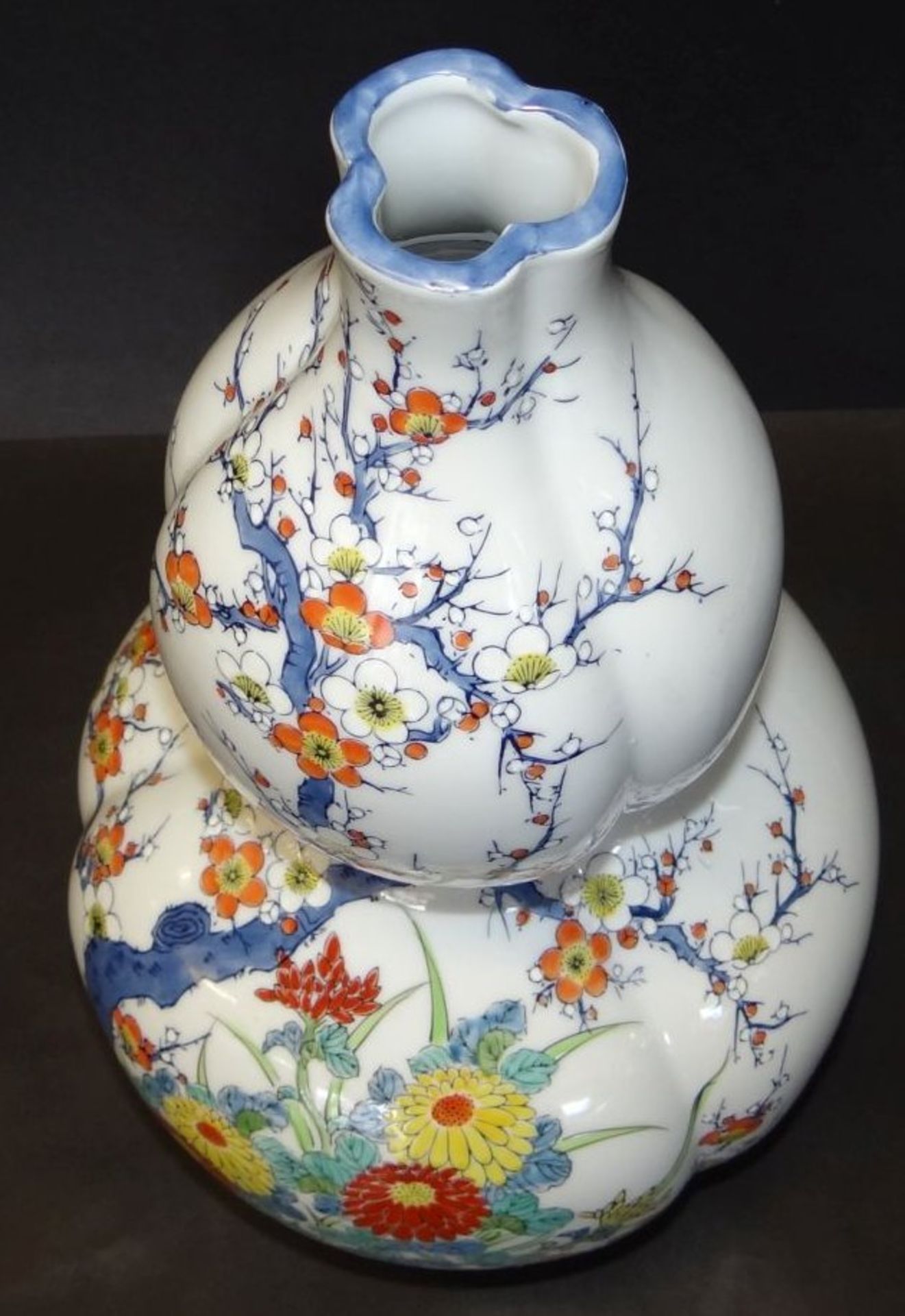 China-Kürbisvase mit floraler Handmalerei, H-36 c - Bild 4 aus 7