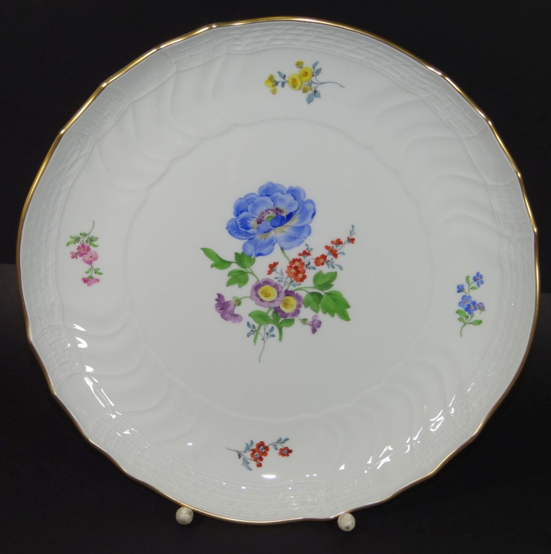 gr. Kuchenteller "Meissen" Blumenmnalerei, 1.Wahl, D-27 cm