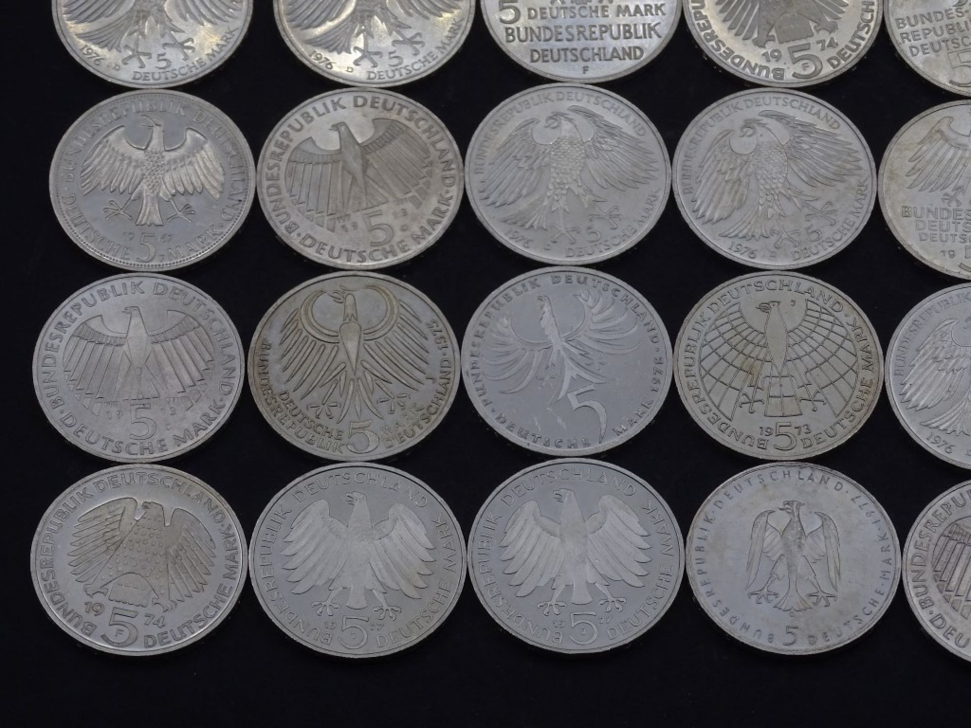 40x 5 DM Münzen,Silber,ges. 200 Deutsche Mar - Bild 4 aus 10