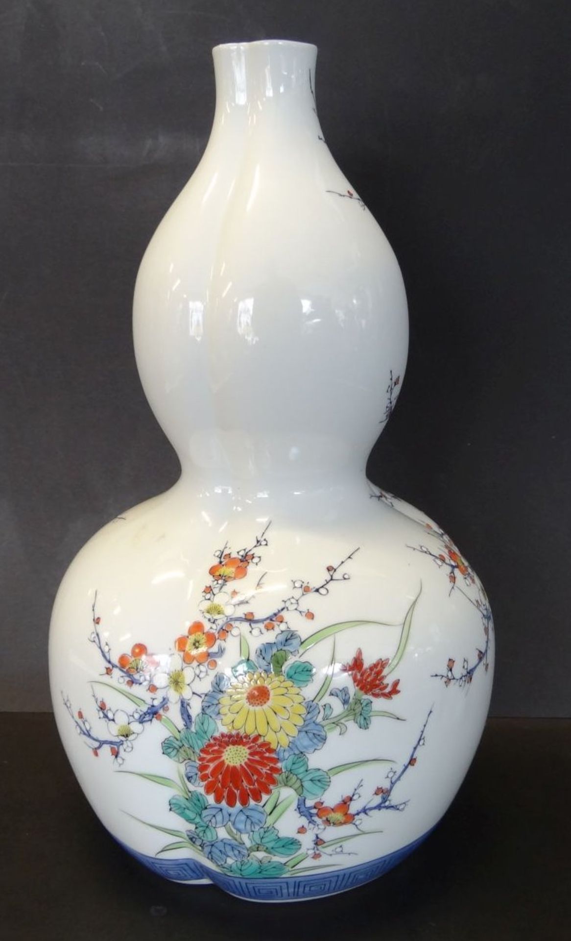 China-Kürbisvase mit floraler Handmalerei, H-36 c - Bild 2 aus 7