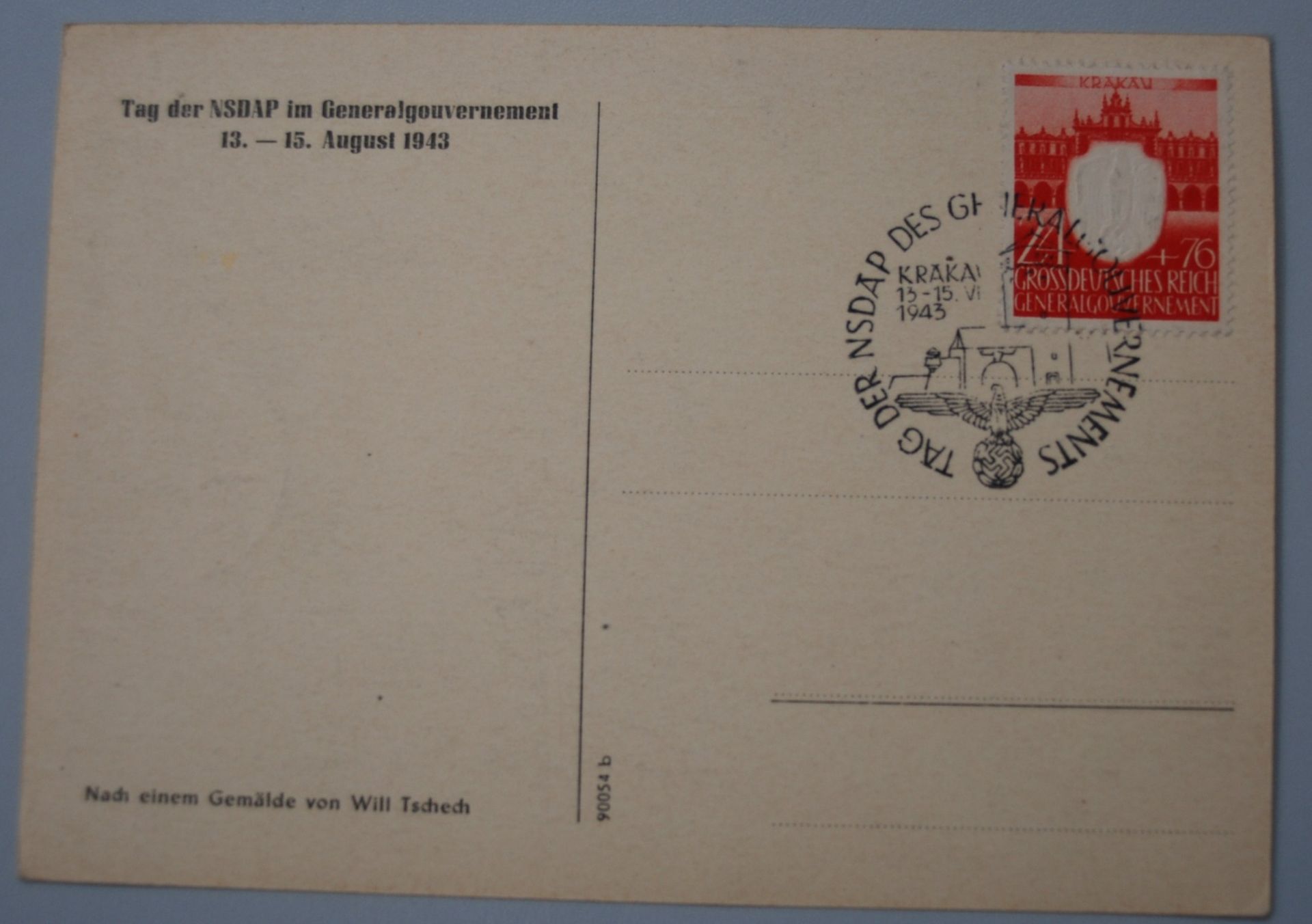 Postkarte "..sondern die Front" mit Sonderstempel 1943, Generalgouverment - Bild 2 aus 2