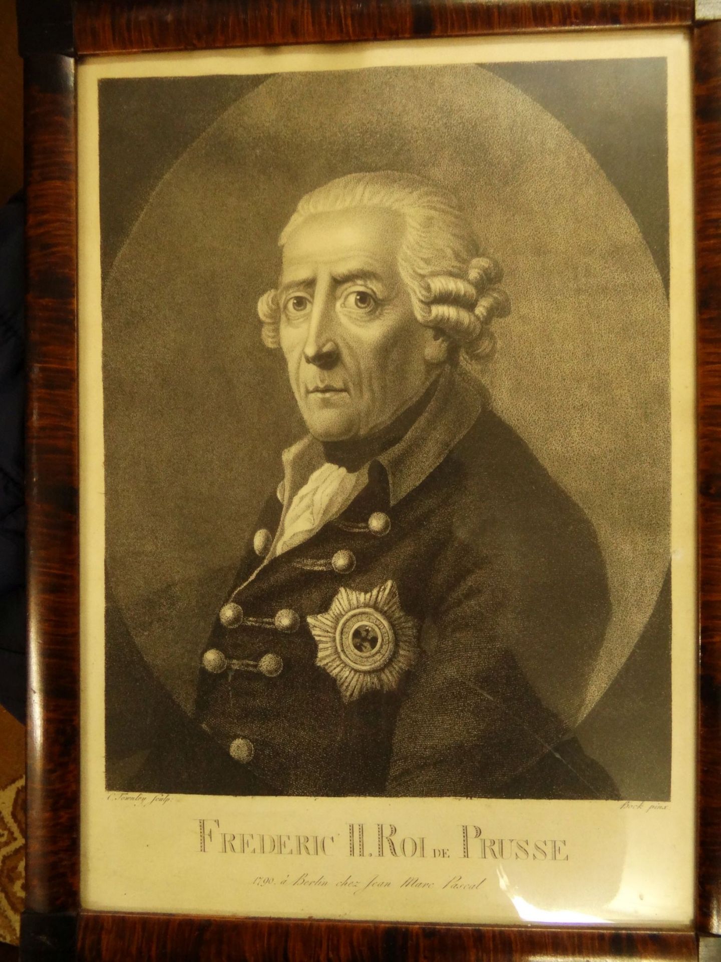 Portraitstich "Fredericus II" 1790 datiert, gerGlas, RG 43x33 cm