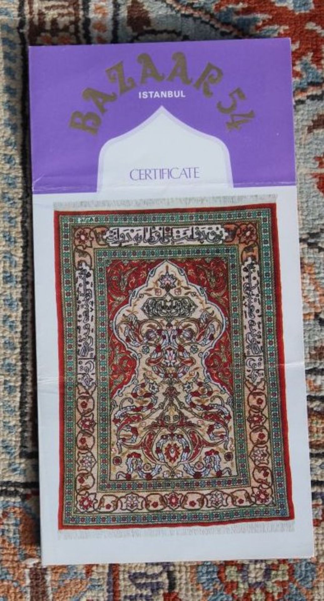 kl. Brücke, Kayseri, florales Muster, Baumwolle/Seide, guter Zustand, Zertifikat anbei, 134 x 89cm. - Bild 5 aus 6