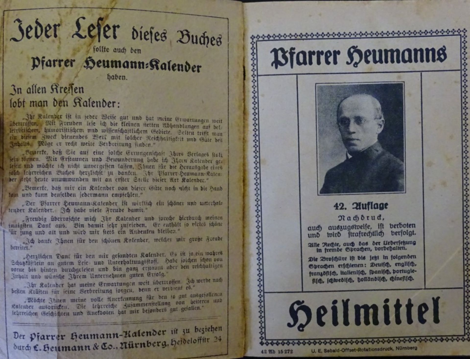 Pfarrer Heumanns "Heilmittel",42.Auflage, 1917 - Bild 2 aus 7