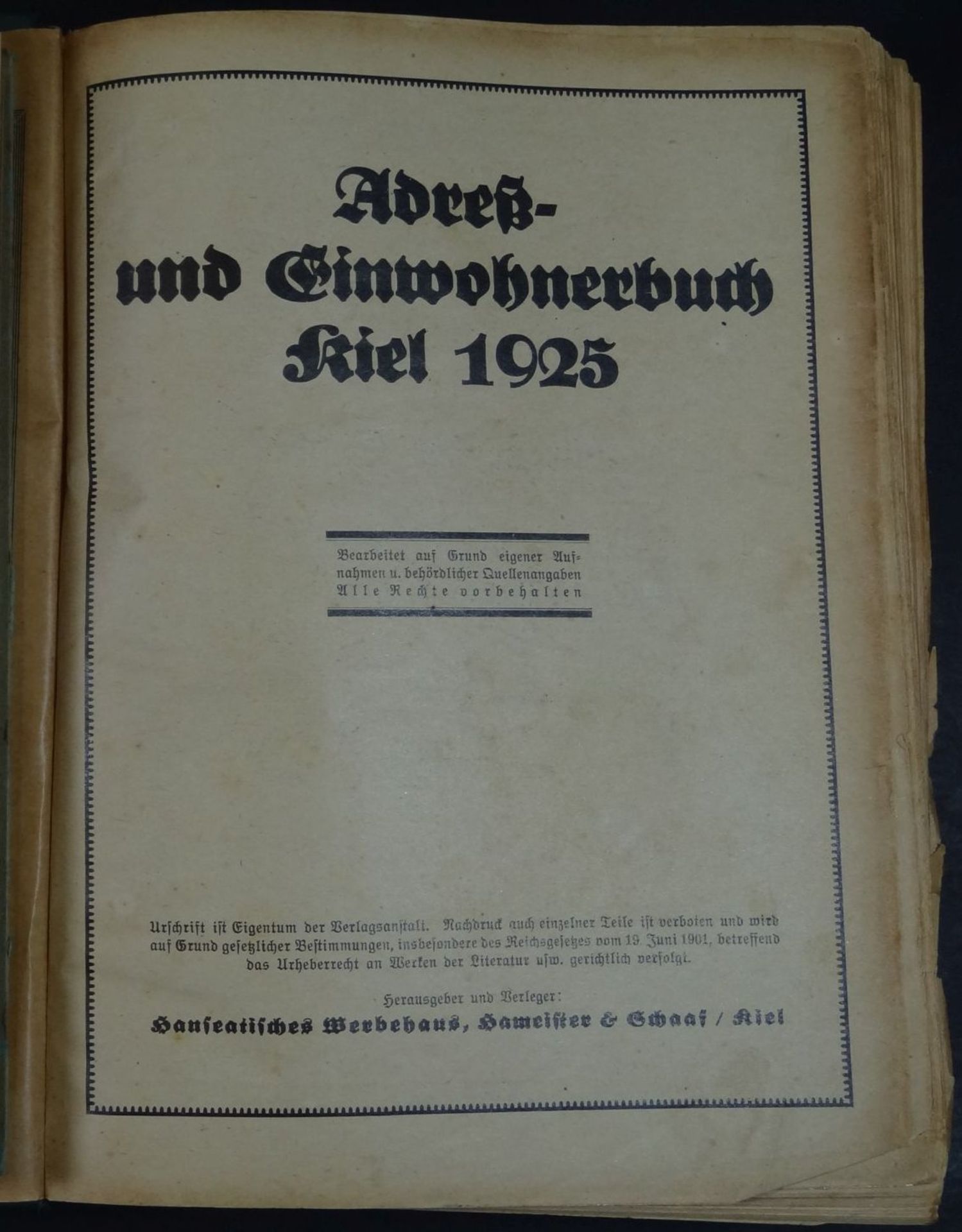 4x Kieler Adressbücher, 1925, 1930, 1940, 1966, Alters-u. Gebrauchsspure - Bild 2 aus 2