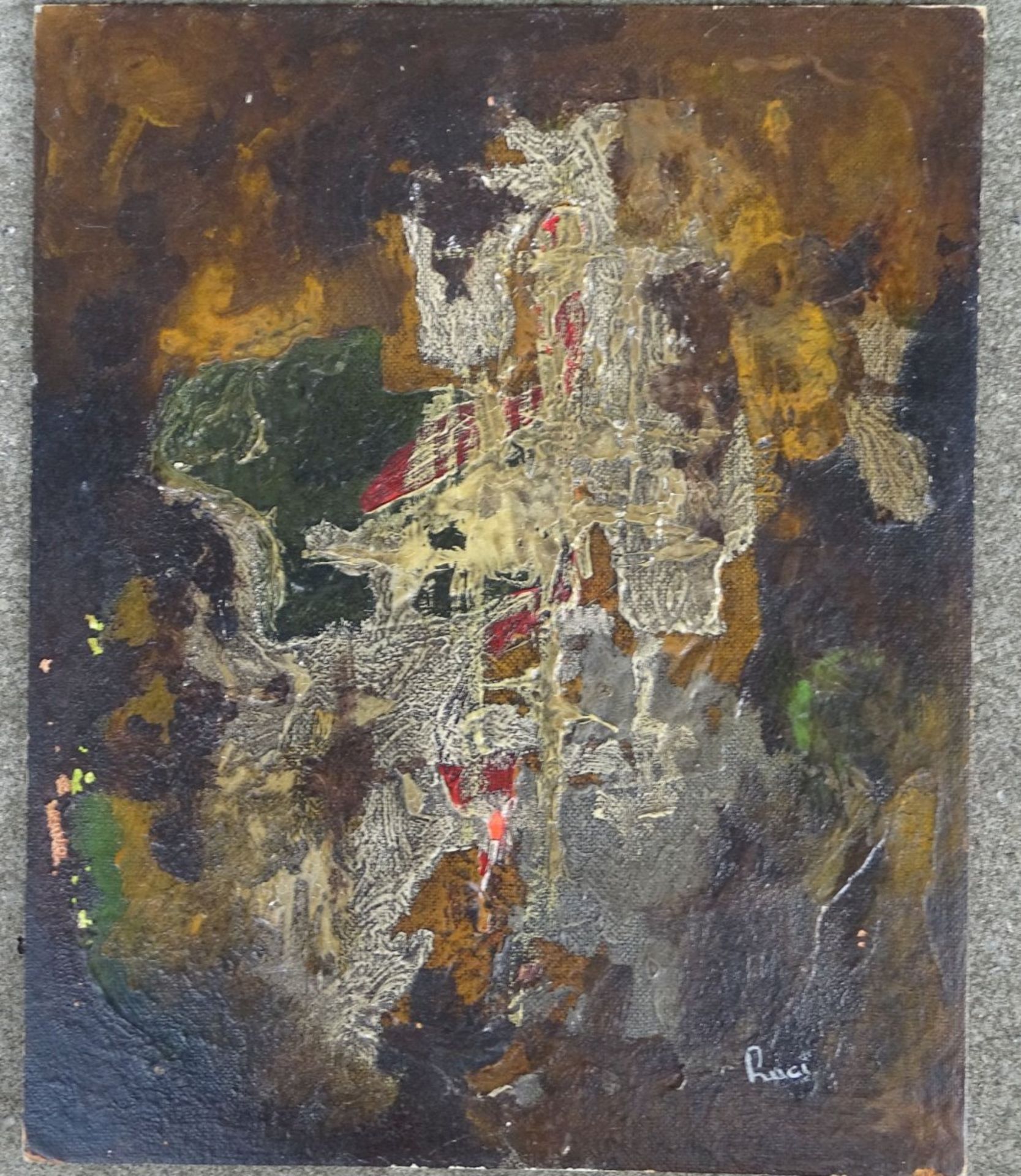 Luci (?), abstraktes Gemälde, Öl/Platte, 27x22