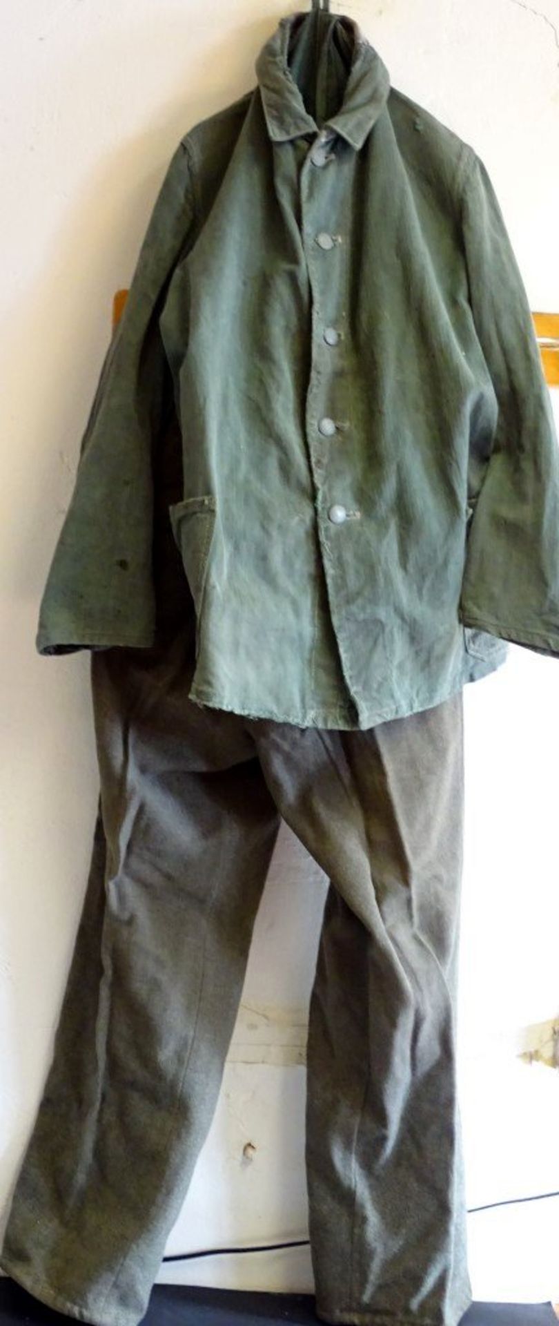 Militärjacke Wehrmacht + Militärhose 2.WK,Jacke aus Drillich,Hose feldgrauer Wollstoff,innen - Bild 2 aus 10