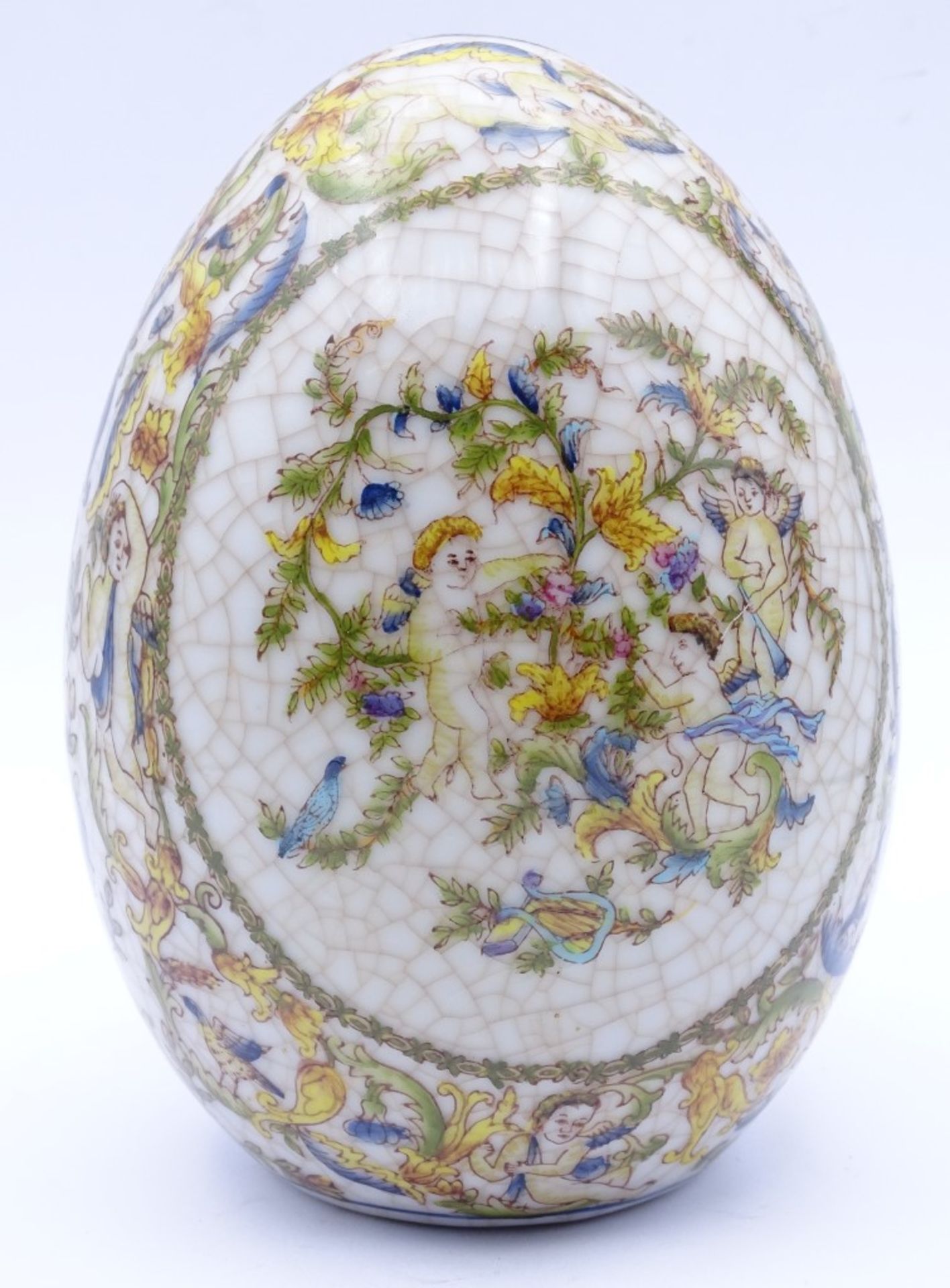 Tisch Dekorations Ei mit Putti Darstellungen,krakeliert,H-13,5cm - Bild 4 aus 4