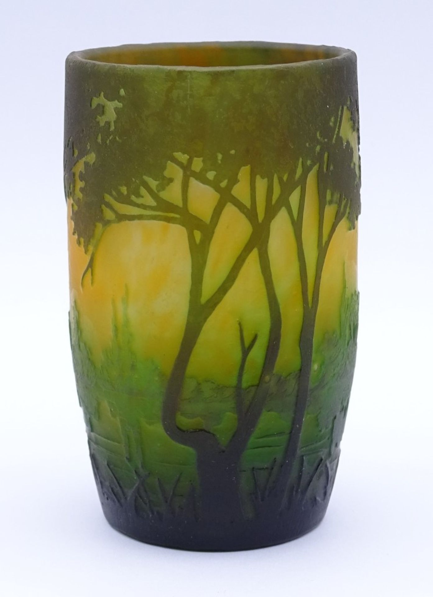 Daum-Nancy Vase mit Wasserlandschaft um 1900-1910,wiedergegebene Baummotive auf die Ufervegetation - Bild 5 aus 6