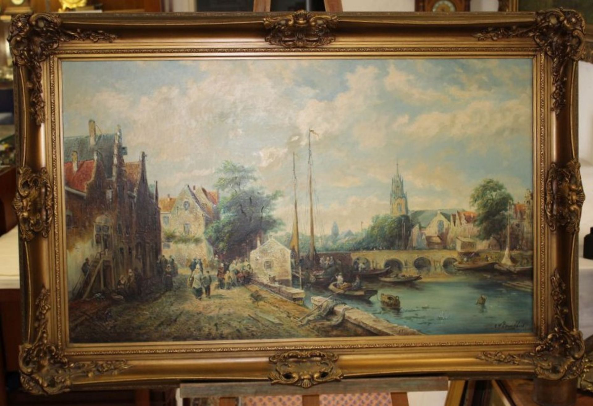 C.M. Bronckhorst, holländische Szene, Öl/Leinwand, gerahmt, RG 79 x 118cm - Bild 4 aus 4