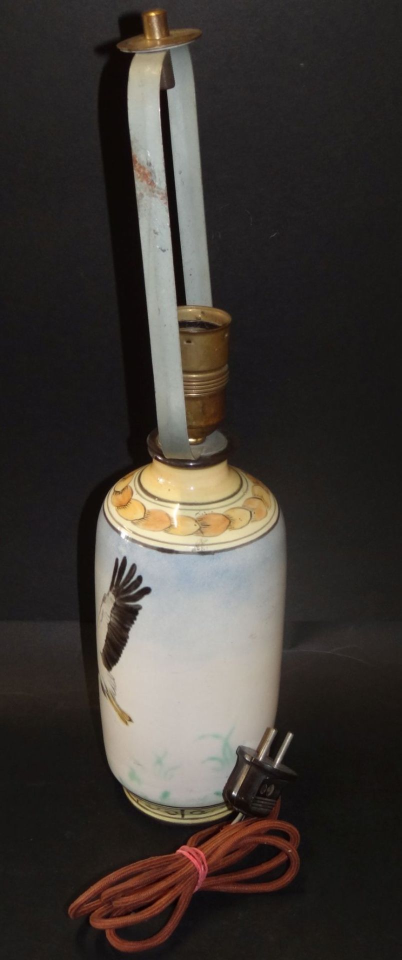 Lampenfuss, bemalt mit Flugenten, unged. Marke, H-Vase 25 cm, über alles 45 cm - Bild 4 aus 6