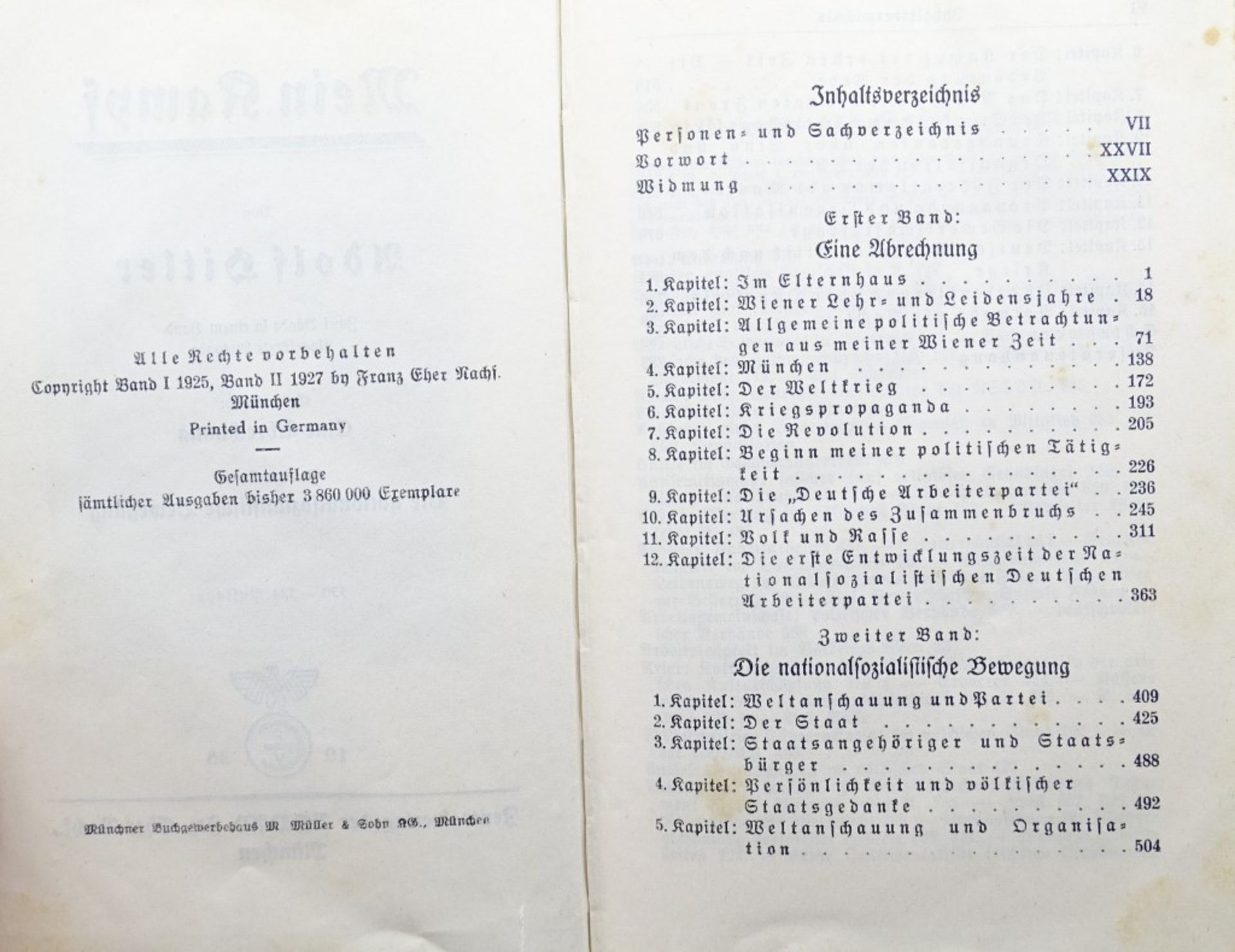 Adolf Hitler "Mein Kampf", 1938,Goldschnitt, 330.-334.Auflage, Münche - Bild 3 aus 10