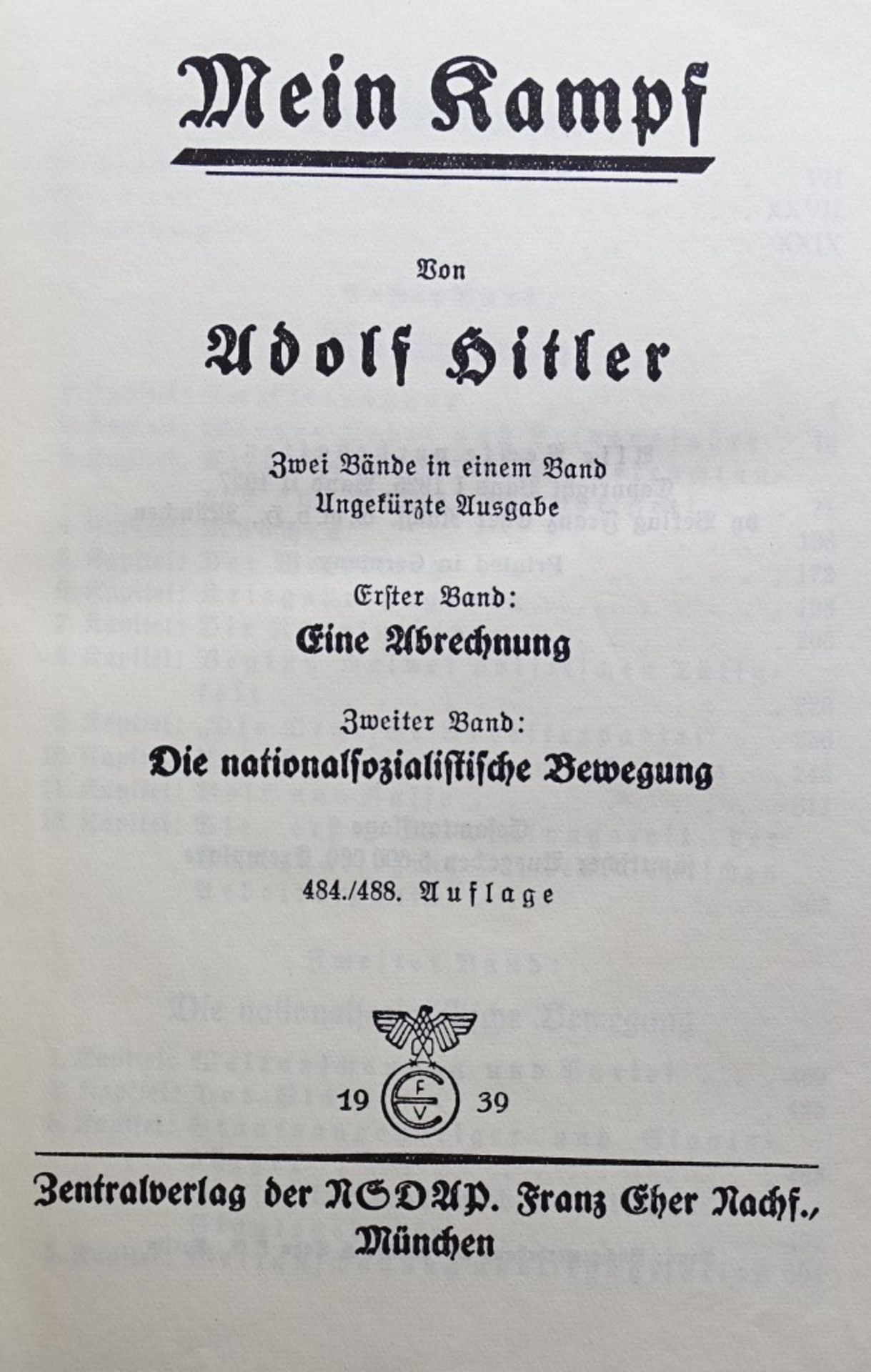 Hitlers Buch "Mein Kampf",von 1939,Geschenkausgabe mit Goldschnitt,Führerbild,sehr gut erhalte - Bild 2 aus 6