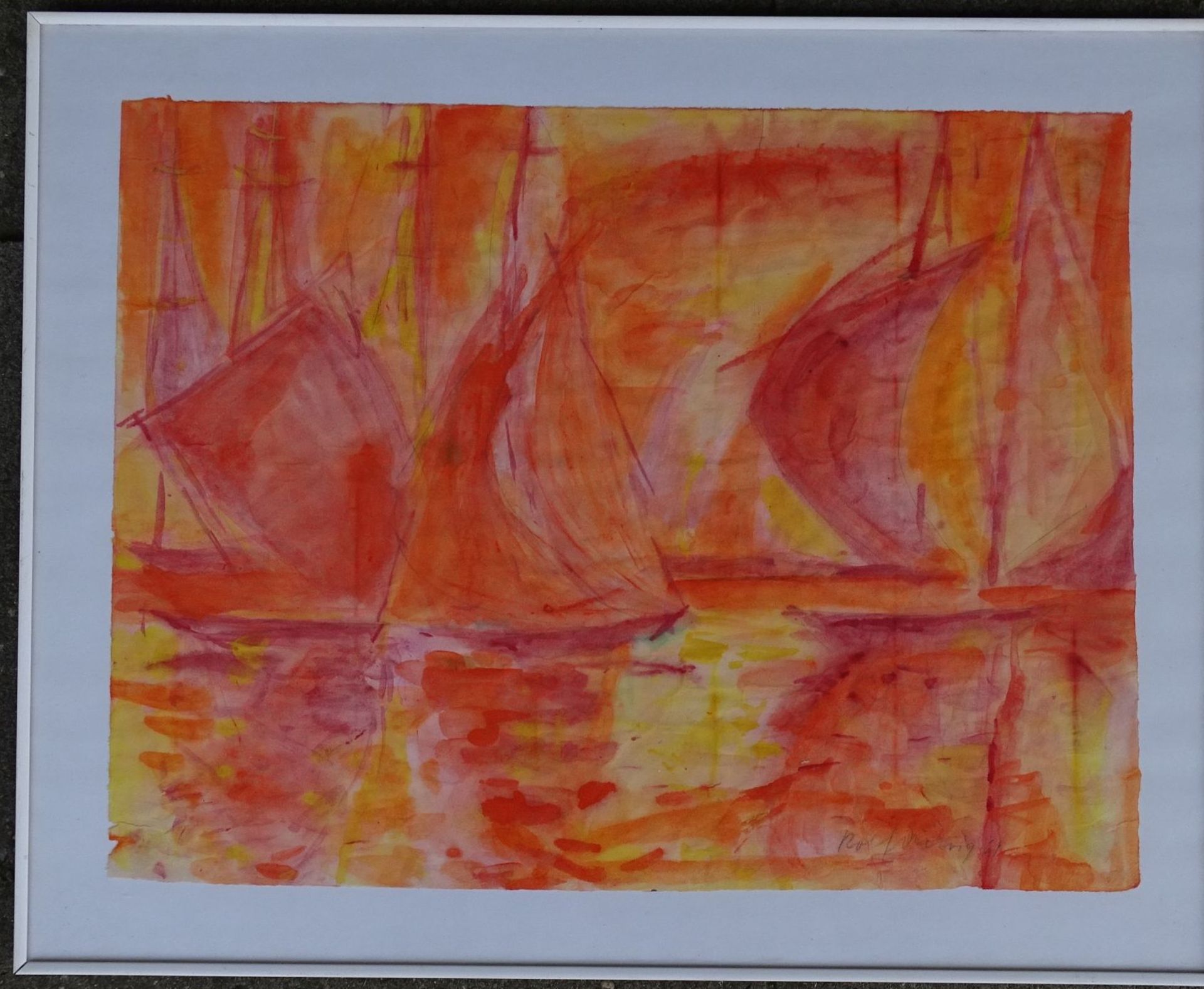 Rolf DÜRIG (1926-1985) 1961 "Segelboote" Aquarell, ger/Glas, 40x50 c - Bild 2 aus 3