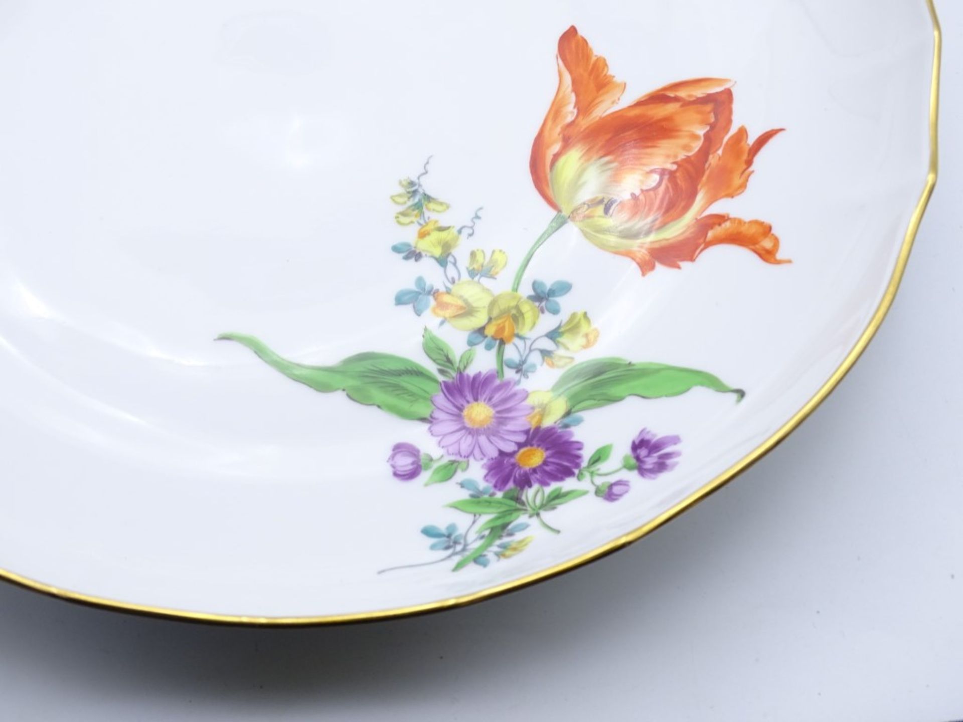 Große "Meissen" Platte,mit floralen Dekor,Goldrand,Schwertermarke im Boden,1.Wahl,d- 28c - Bild 2 aus 5