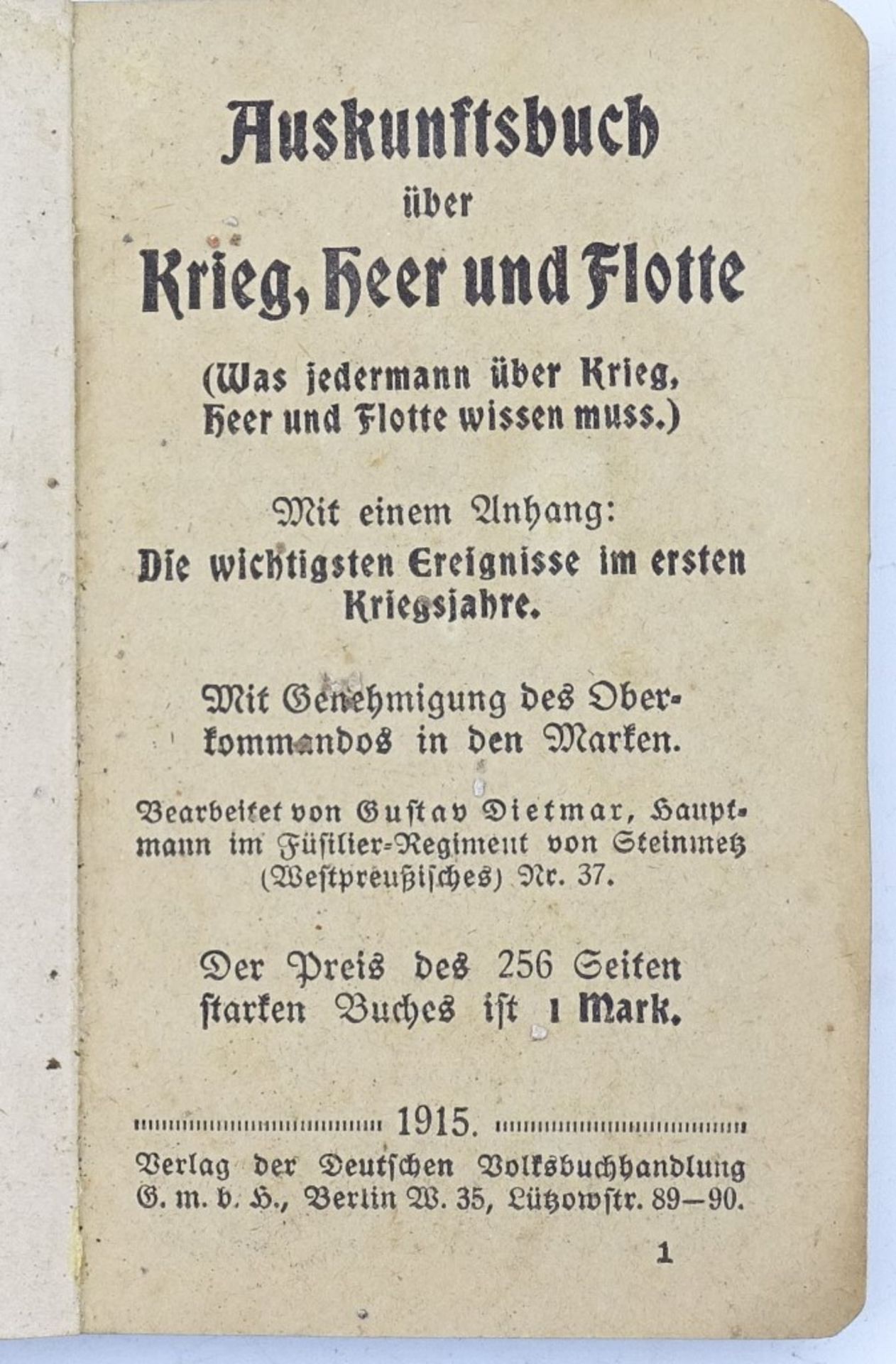 Auskunftsbuch über Krieg,Heer und Flotte, 1915 (11x7cm - Bild 3 aus 8