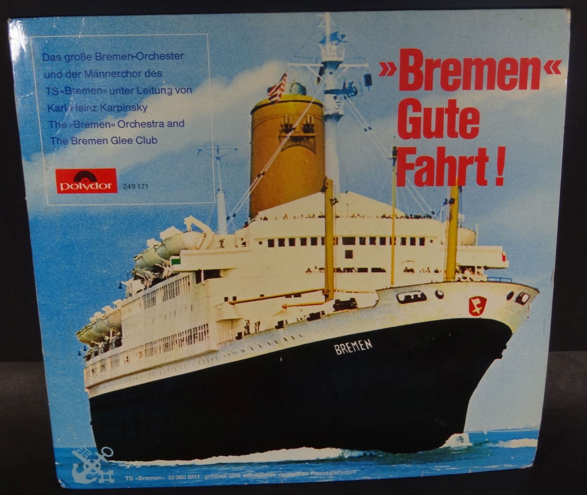 Lot Norddt. Lloyd "Bremen", , Kartenhülle mit Foto, Schallplatte, Aschenbecher, gr. Prospek - Bild 8 aus 10