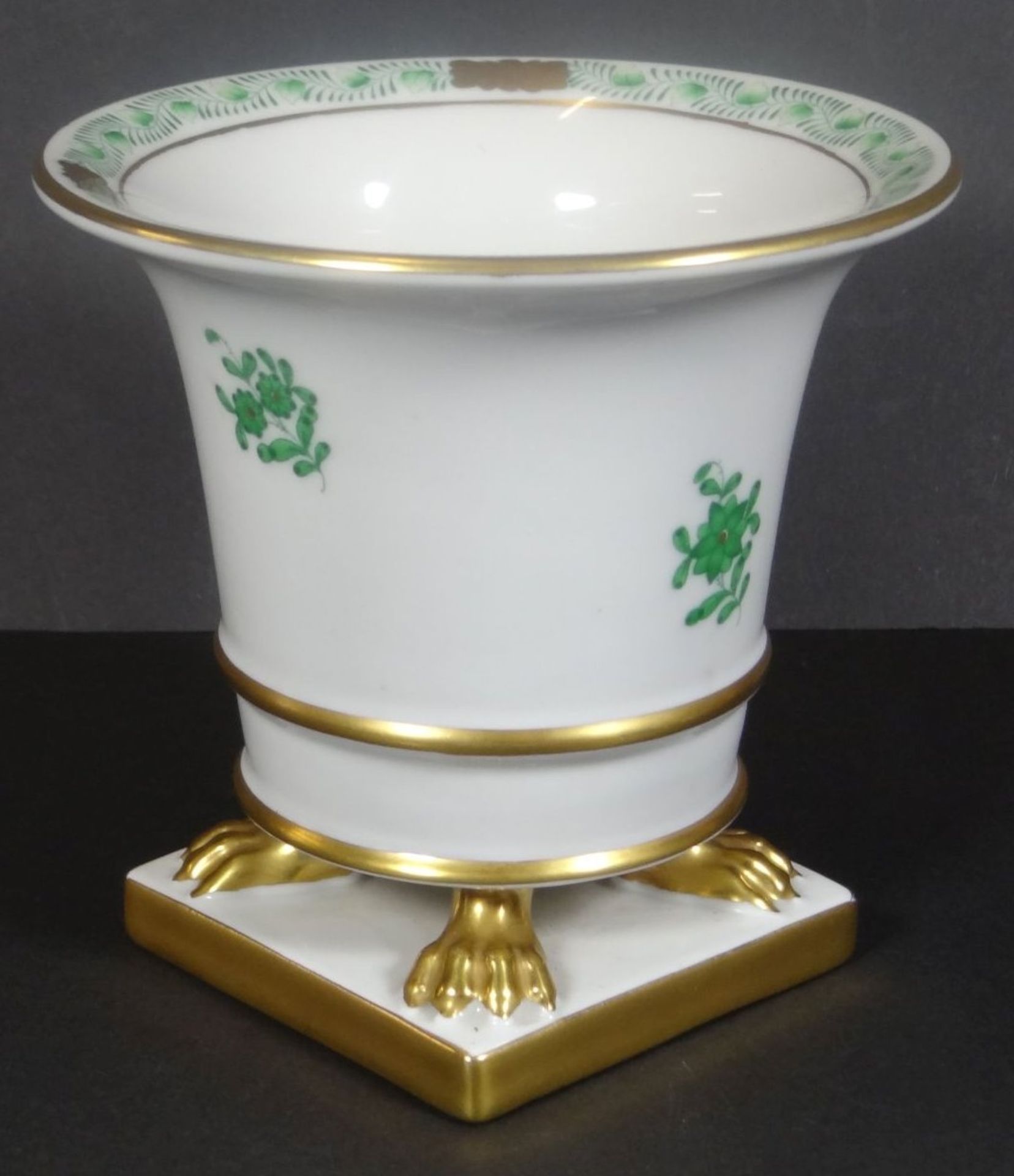 kl. Vase "Herend" Apponyi grün mit Gold, H-10 cm, D-10 c - Bild 2 aus 5