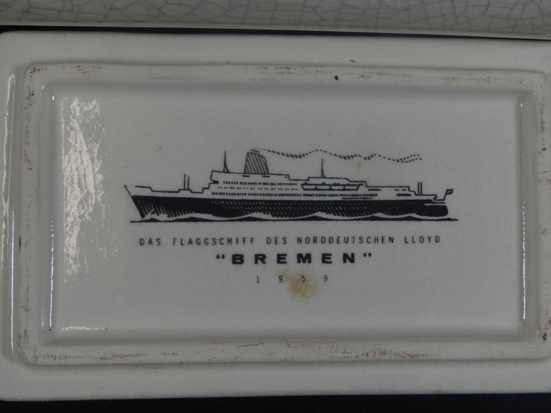 Deckeldose, "1.Transatlantic Dampfschiff Bremen des Norddt. Lloyds", Wächtersbacher, H-4 cm, 13x8 c - Bild 5 aus 7