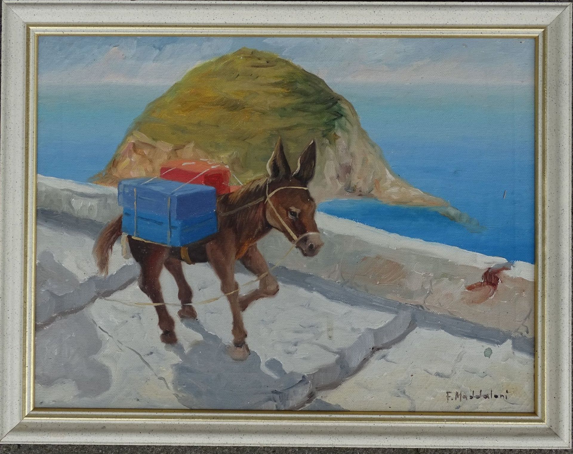 F. Maddalani "Lasten-Esel", Öl/Leinen gerahmt, 34x44 cm, - Bild 2 aus 4