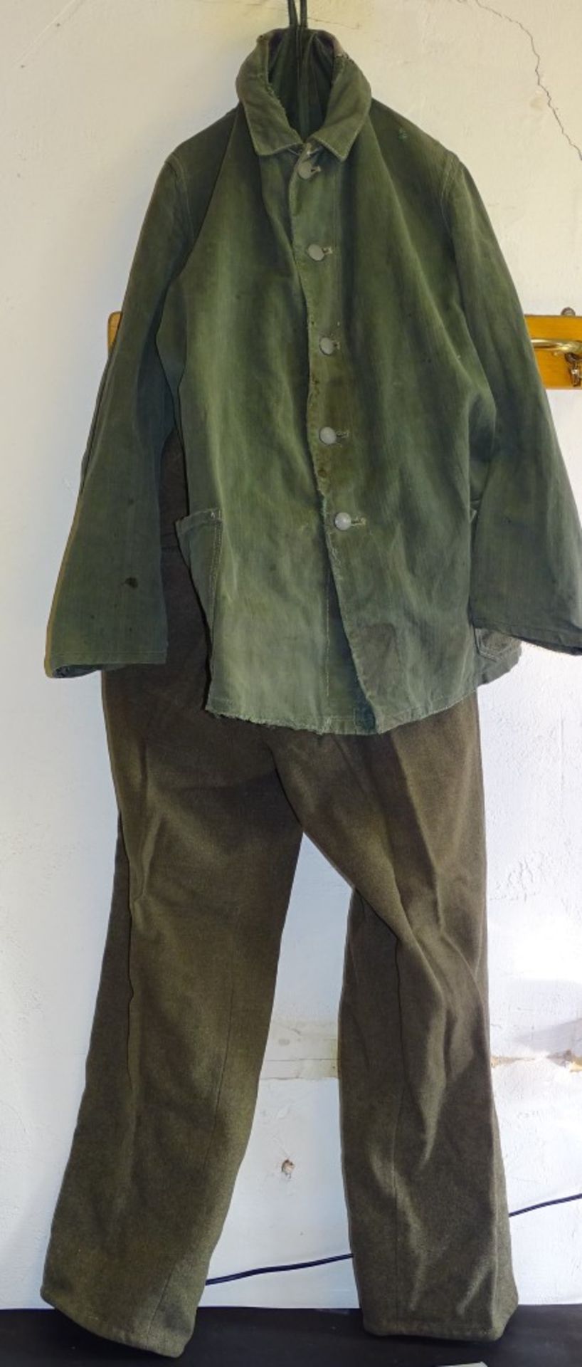 Militärjacke Wehrmacht + Militärhose 2.WK,Jacke aus Drillich,Hose feldgrauer Wollstoff,innen