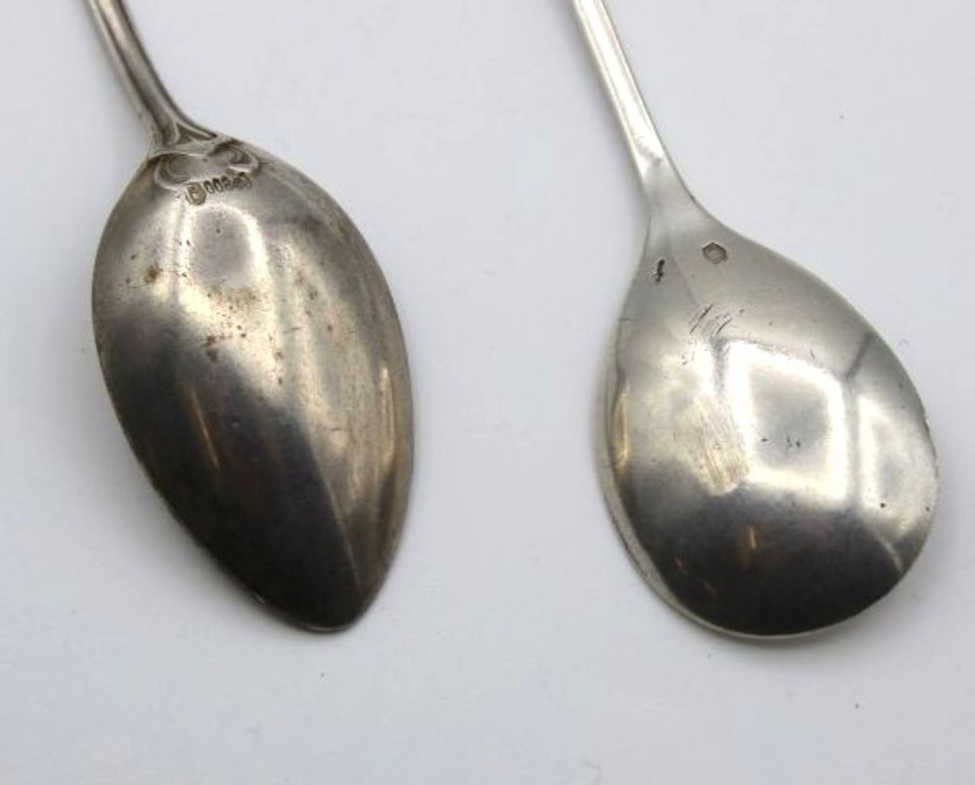 2x div. Silber-Mokkalöffel, zus. 26,6gr., ca. L-11cm. - Bild 2 aus 2