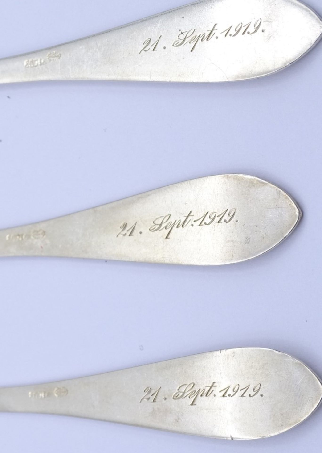 3x Kaffeelöffel mit Monogramm,Silber 800/000,Datiert 21.Sept.1919,ges.Gew.52gr - Bild 4 aus 4