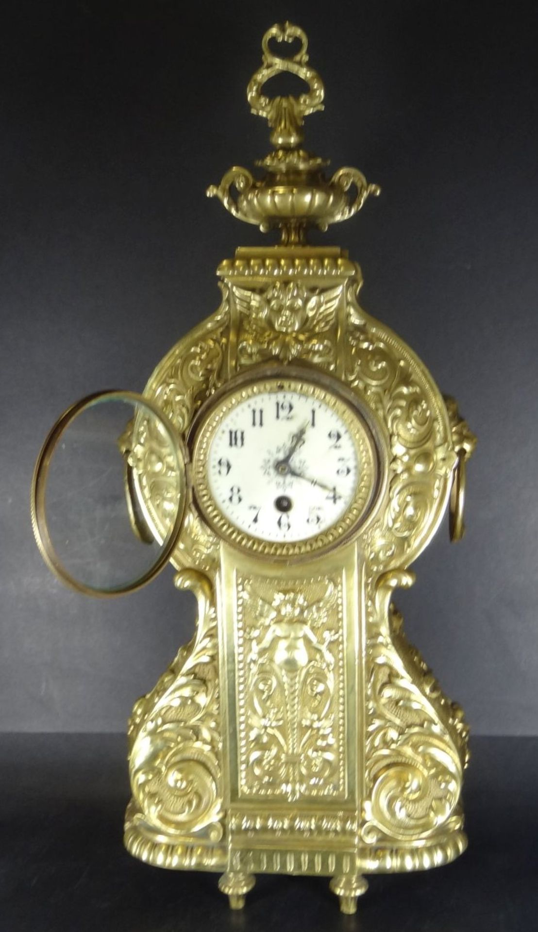 hohe Bronze-Uhr, Frankreich um 1870, Werk läuft, H-54 cm, B-23 c - Bild 2 aus 10