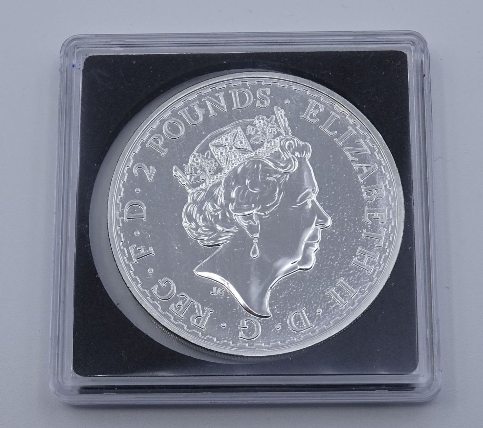 Silber-Münze, 2 Pounds, 1 Unze, 2017, ca. D-4cm. - Bild 2 aus 2