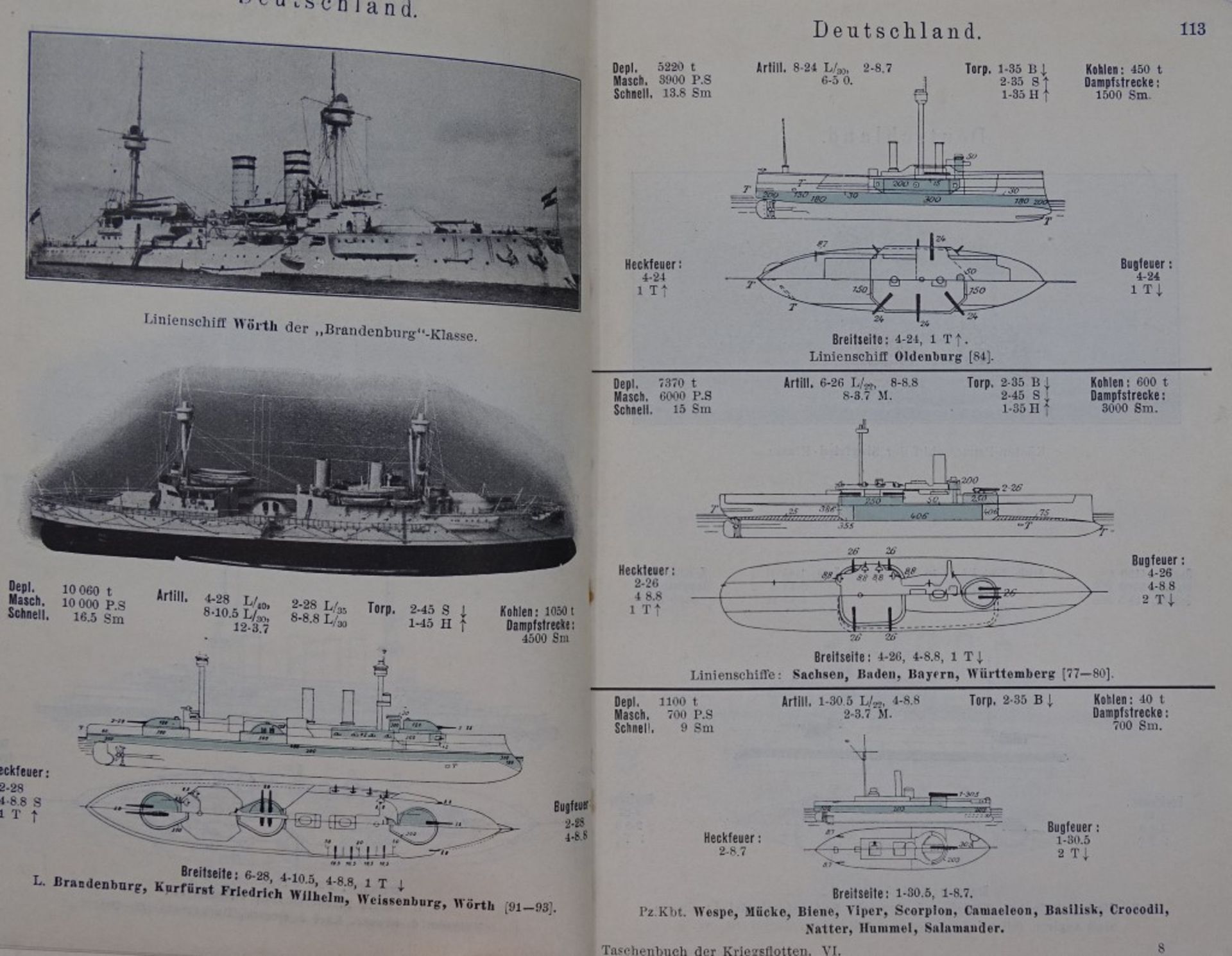 Taschenbücher der Kriegsflotten 1905 u. 1906,mit Schiffsbildern und Skizze - Bild 6 aus 9