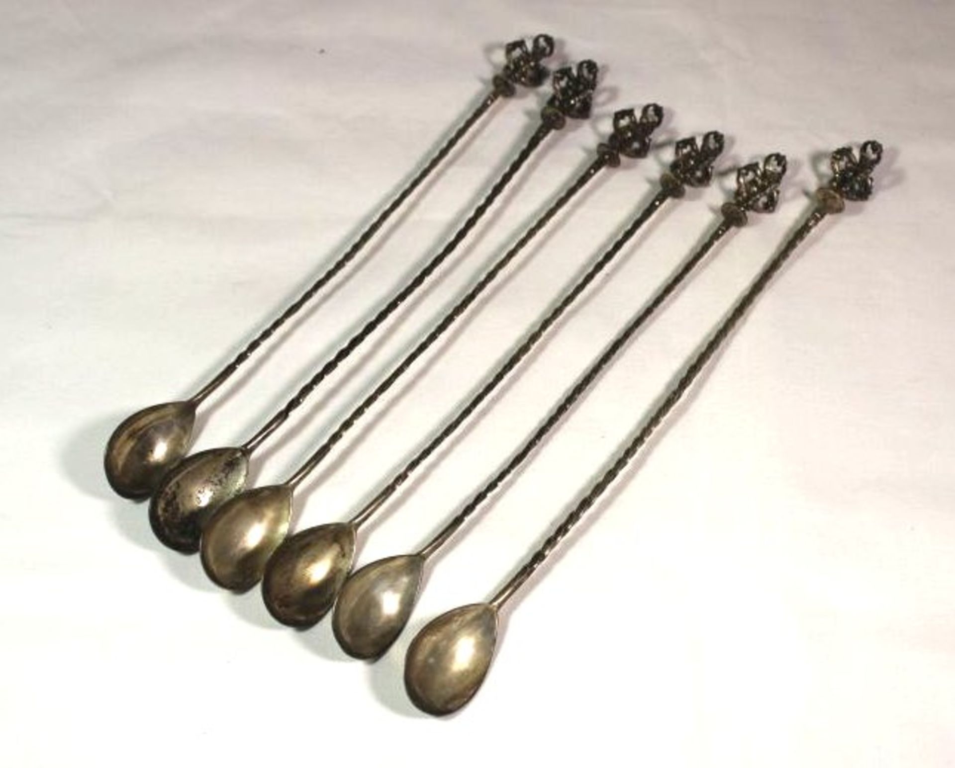 6x langstielige Löffel, 800er Silber, älter, zus. 210gr., ca. L-28cm