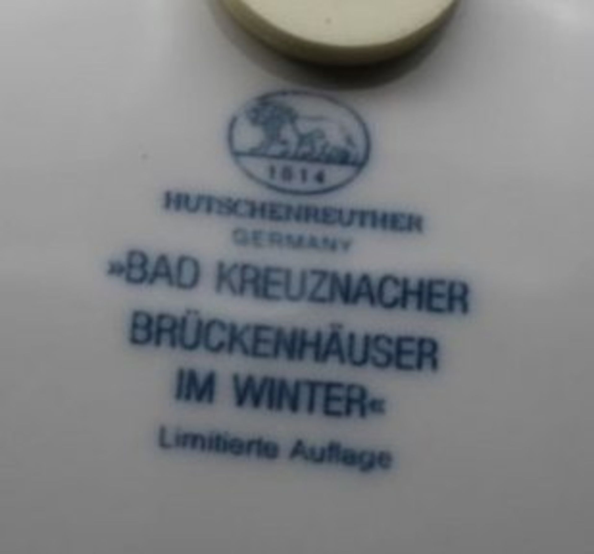 Ansichtenteller, Hutschenreuther, Bad Kreuznacher Brückenhäuser im Winter, D-20cm - Bild 2 aus 2