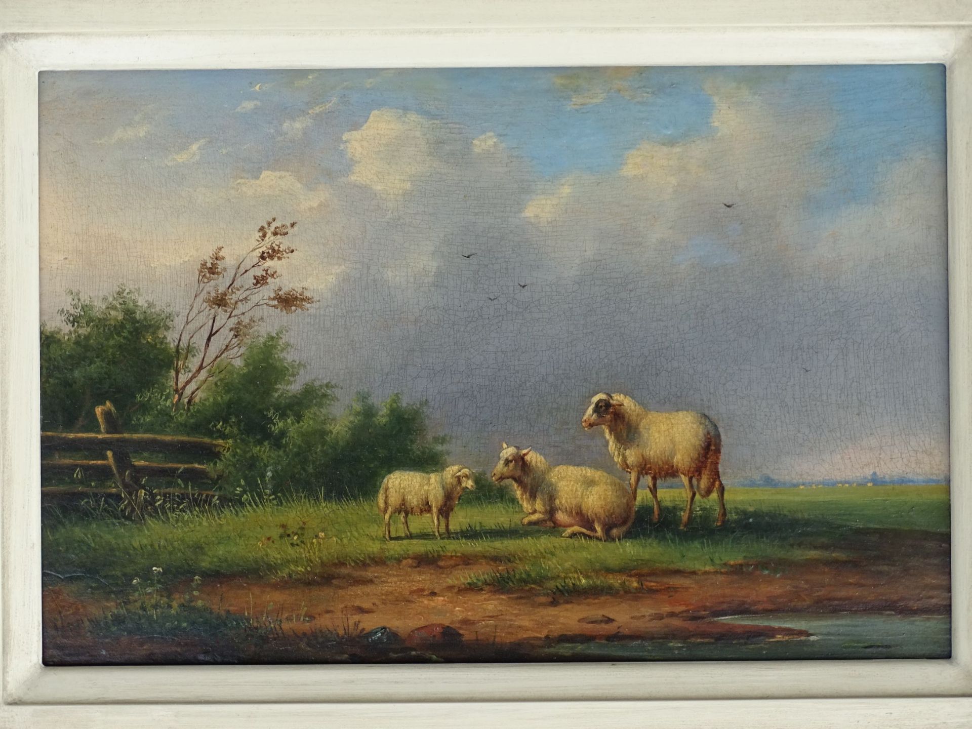 anonym "drei Schafe" wohl England um 1850, Öl/Holz, 21,5x32 cm, gerahmt RG 35x45 cm - Bild 3 aus 5