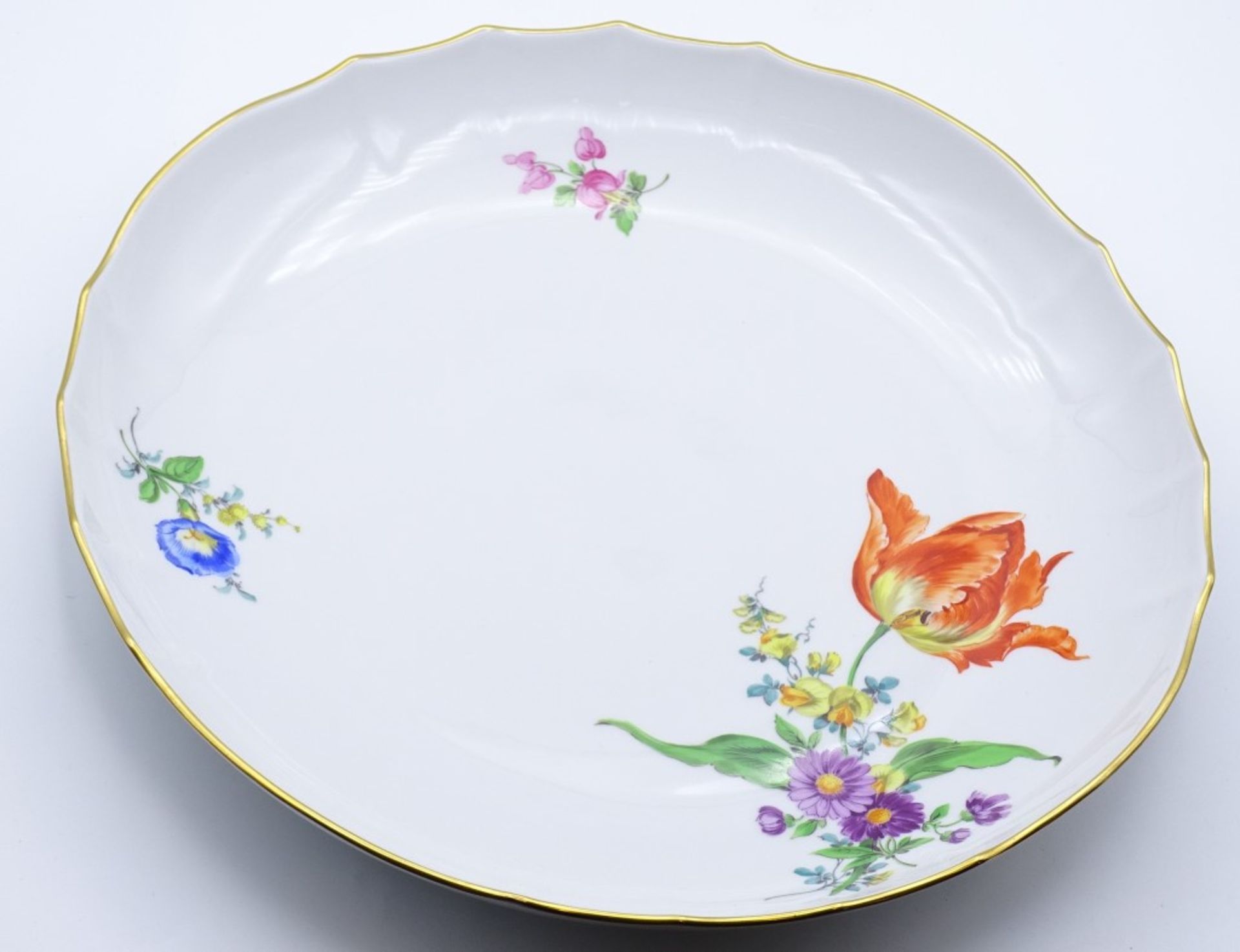 Große "Meissen" Platte,mit floralen Dekor,Goldrand,Schwertermarke im Boden,1.Wahl,d- 28c