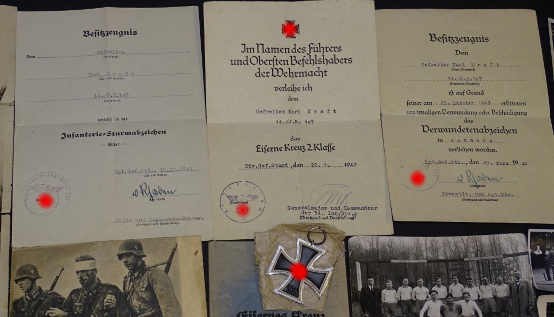 Dokumenten-und Fotonachlass des Gefreiten Kraft, gefallen 1943 bei Orel/Russland, EK 2 in - Bild 3 aus 10
