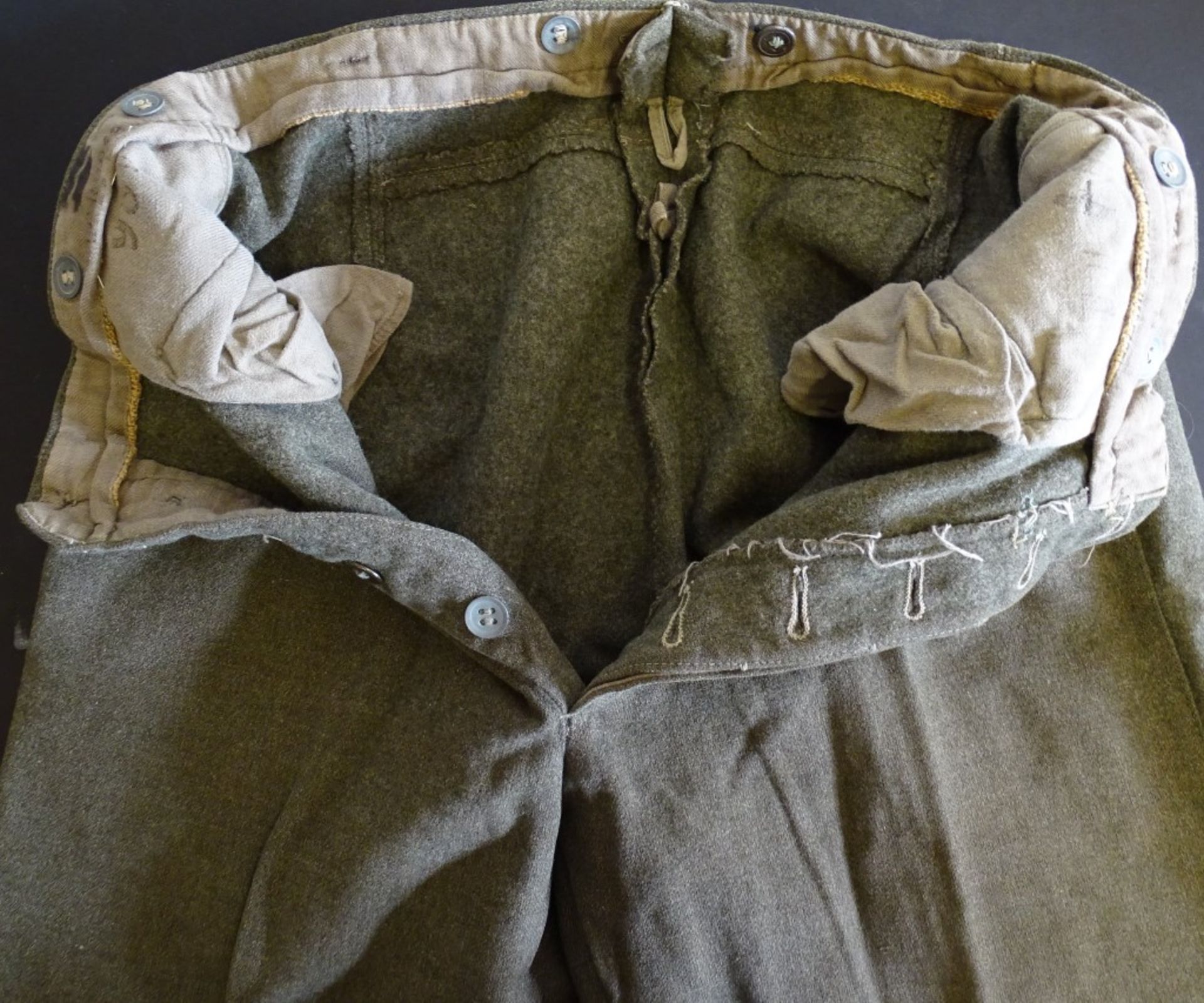 Militärjacke Wehrmacht + Militärhose 2.WK,Jacke aus Drillich,Hose feldgrauer Wollstoff,innen - Bild 8 aus 10