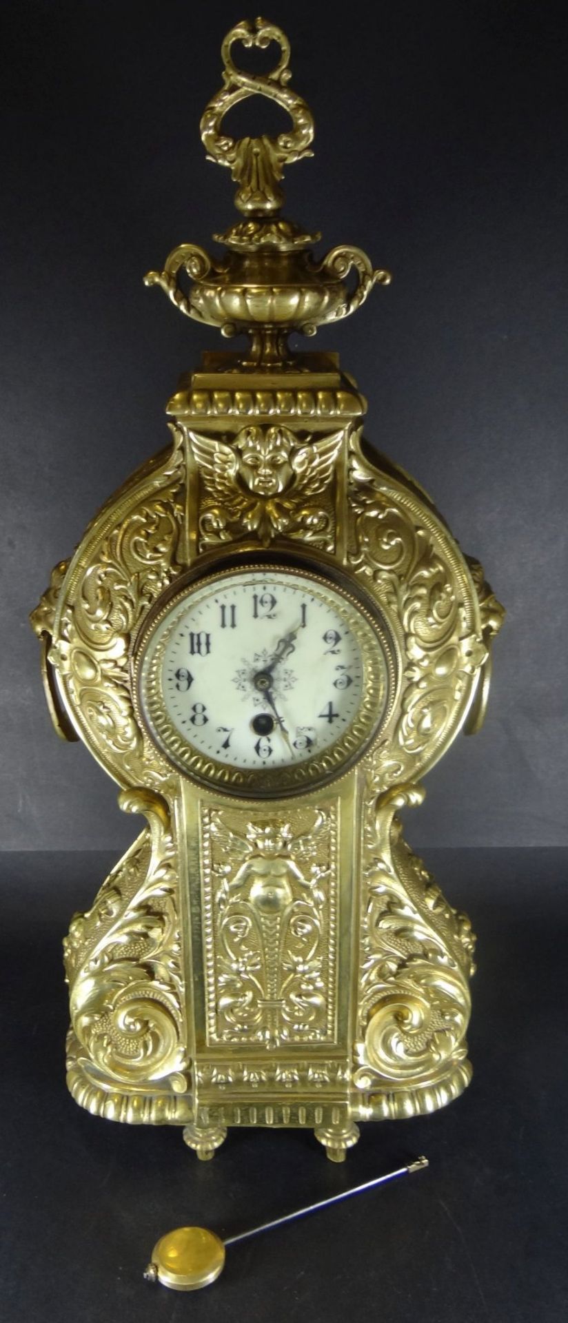 hohe Bronze-Uhr, Frankreich um 1870, Werk läuft, H-54 cm, B-23 c - Bild 10 aus 10