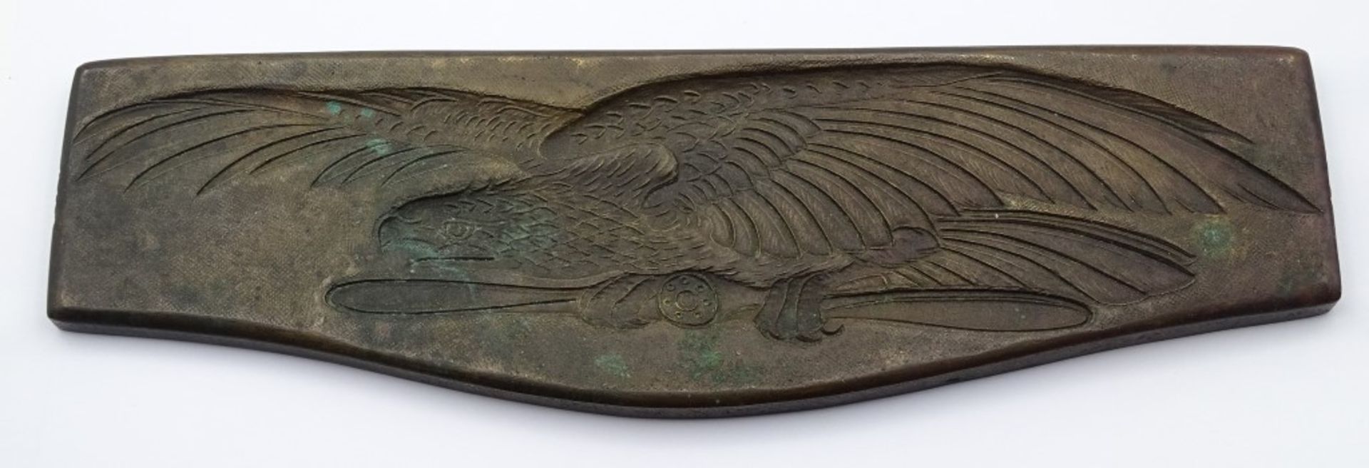 Schwere Bronze Plakette mit Adler Motiv,L- 25,5cm