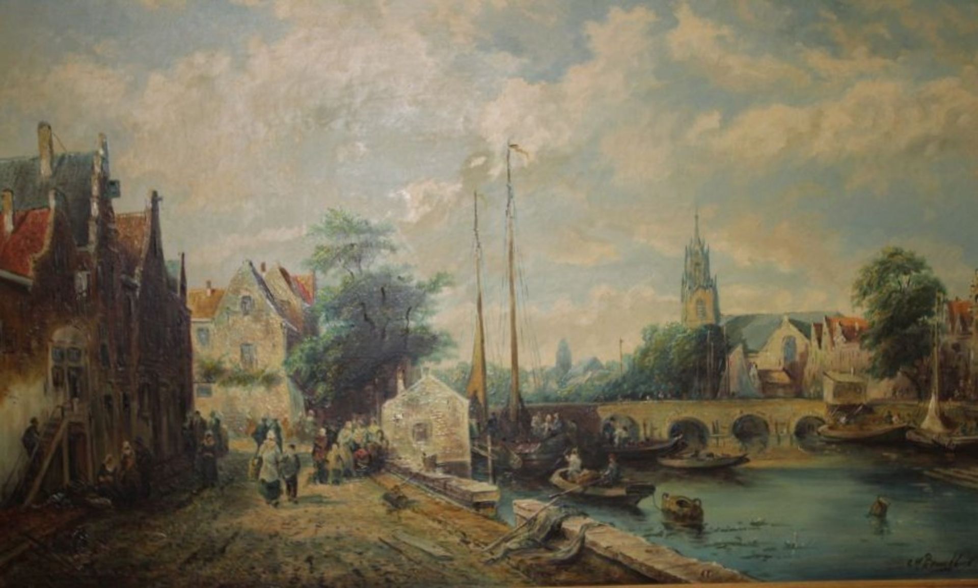 C.M. Bronckhorst, holländische Szene, Öl/Leinwand, gerahmt, RG 79 x 118cm