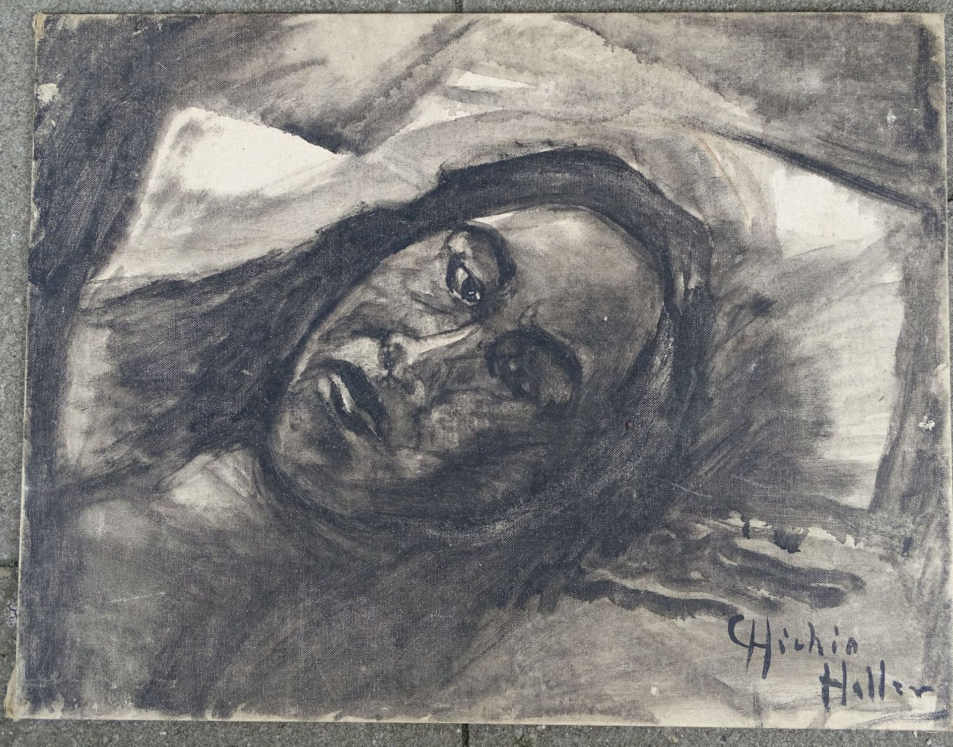 Chichio HALLER (1894-1955) "Frauenportrait" Kohlezeichnung auf Pappe, 46x35 cm - Bild 2 aus 4