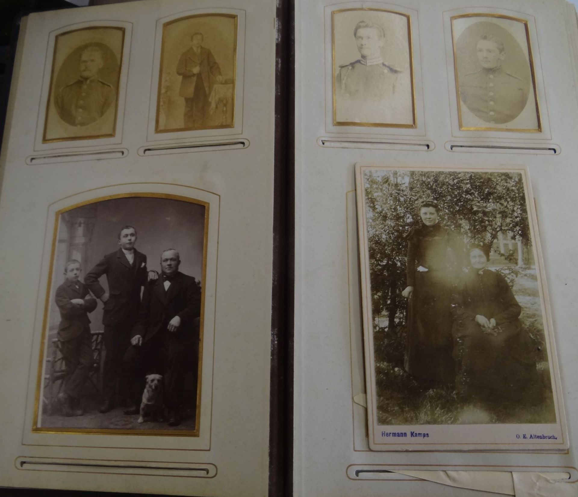 Fotoalbum einer Altenbrucher Familie mit 36 Fotos ab ca. 1850, Jugendstil-Album Rücken Stück lose, - Bild 3 aus 6