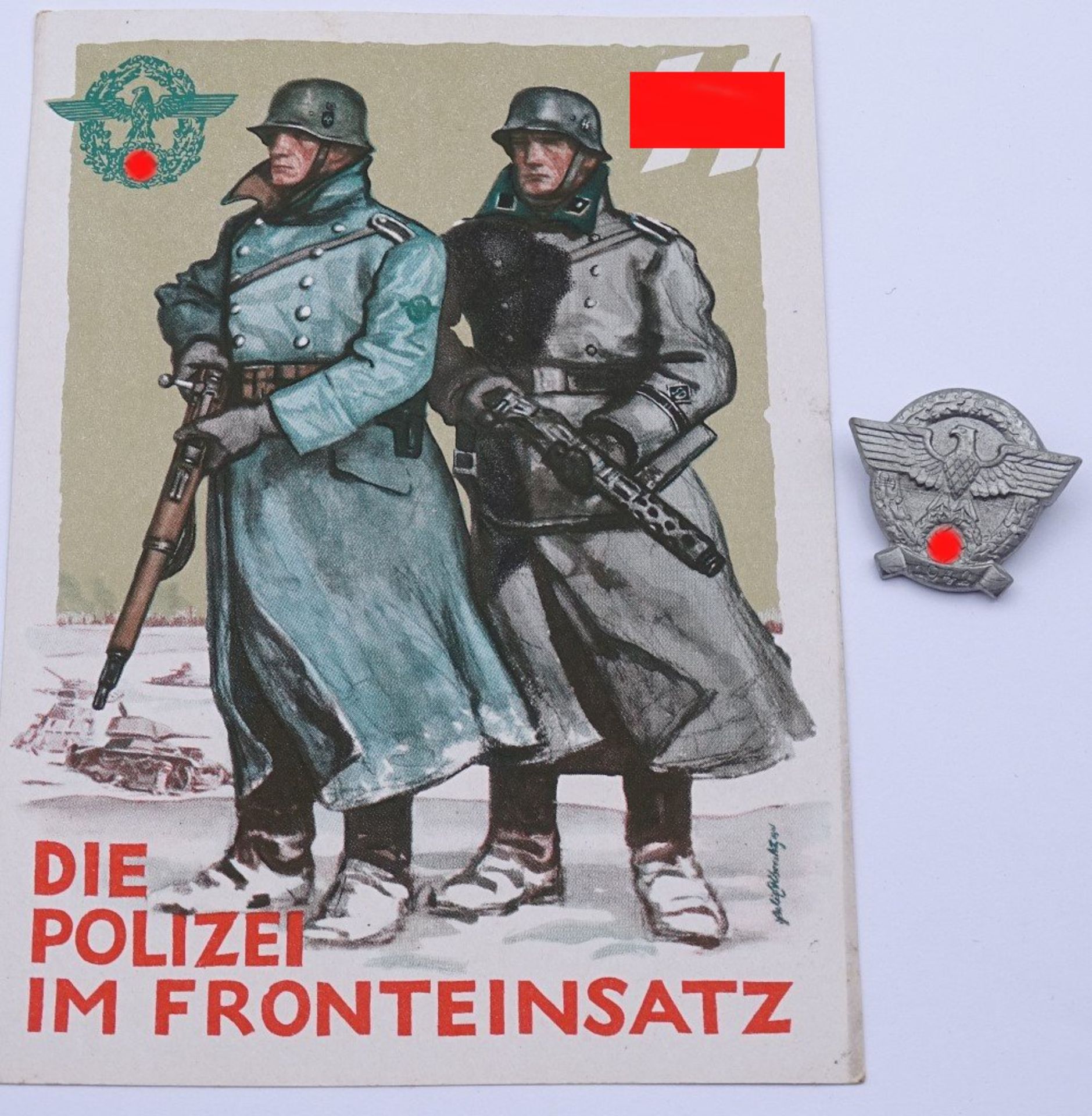 Postkarte "Die Polizei im Fronteinsatz",herausgegeben zum Tag der Deutschen Polizei 1942,dazu