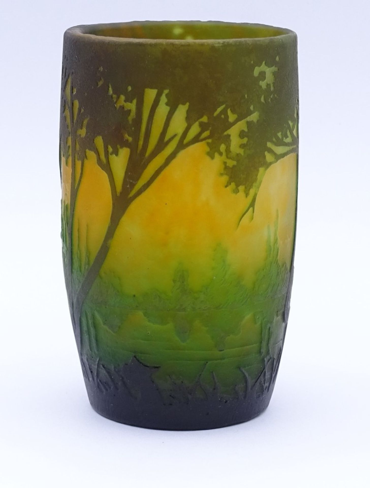 Daum-Nancy Vase mit Wasserlandschaft um 1900-1910,wiedergegebene Baummotive auf die Ufervegetation - Bild 4 aus 6