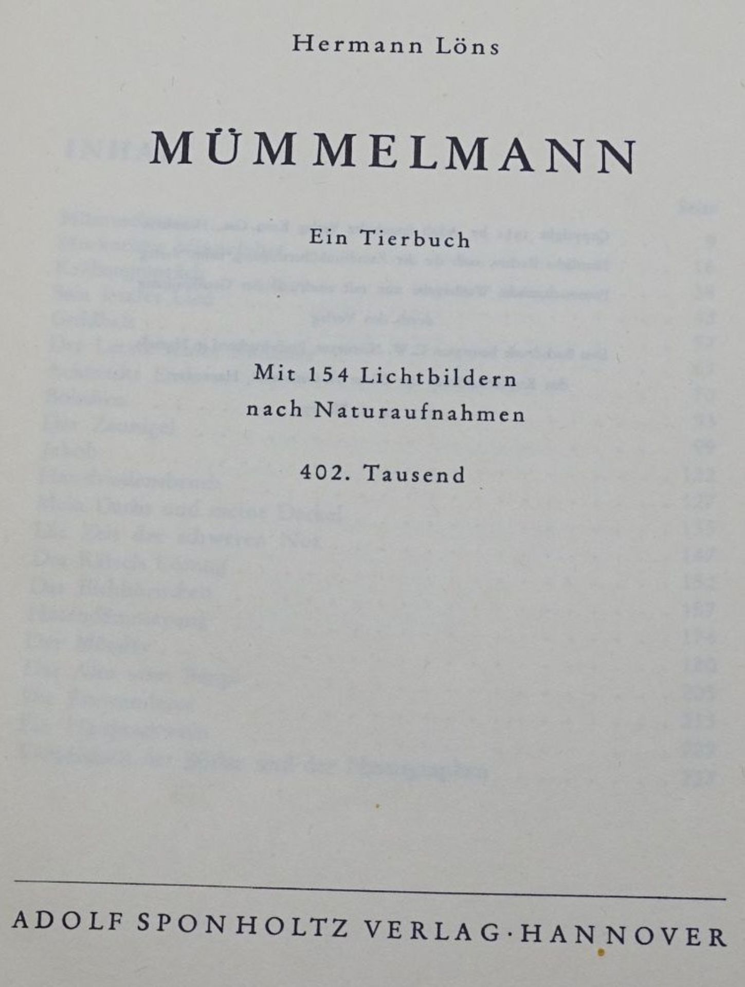 Hermann Löns, Mümmelmann - Ein Tierbuch, o.J. - Bild 2 aus 7