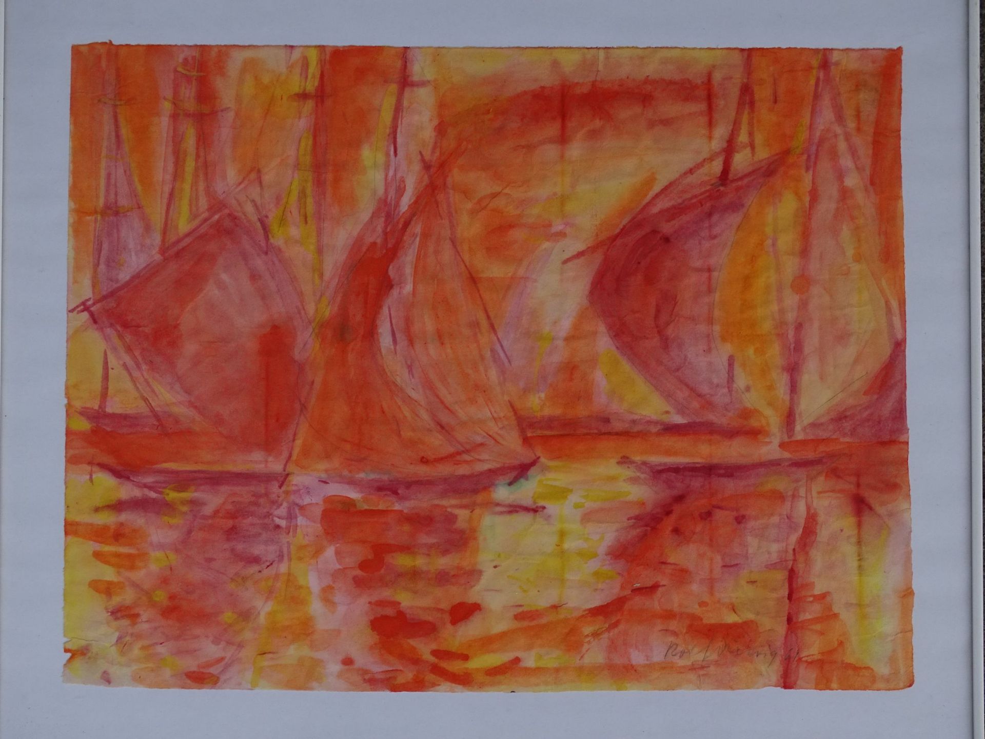 Rolf DÜRIG (1926-1985) 1961 "Segelboote" Aquarell, ger/Glas, 40x50 c