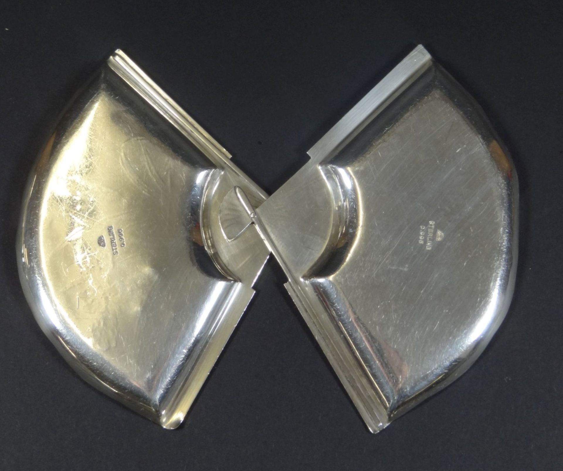 2x kl. Fächerschalen, Silber-995-, je 9,5x12 cm, zus 78 gr - Bild 5 aus 6